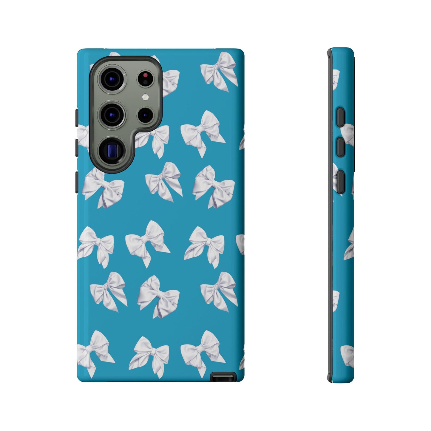 Bow Phone Case White on Turquoise