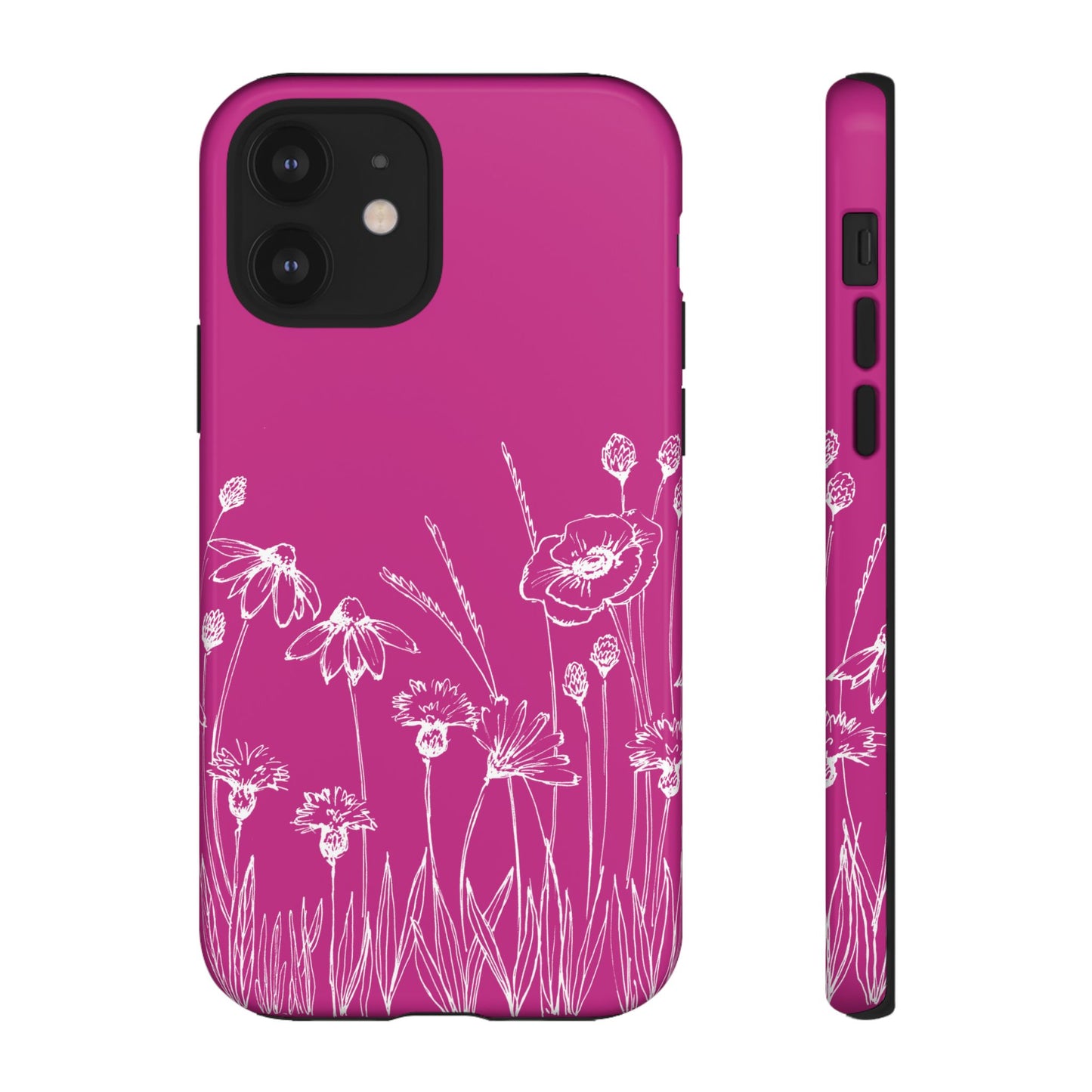 Doodle Flower Phone Case Hot Pink