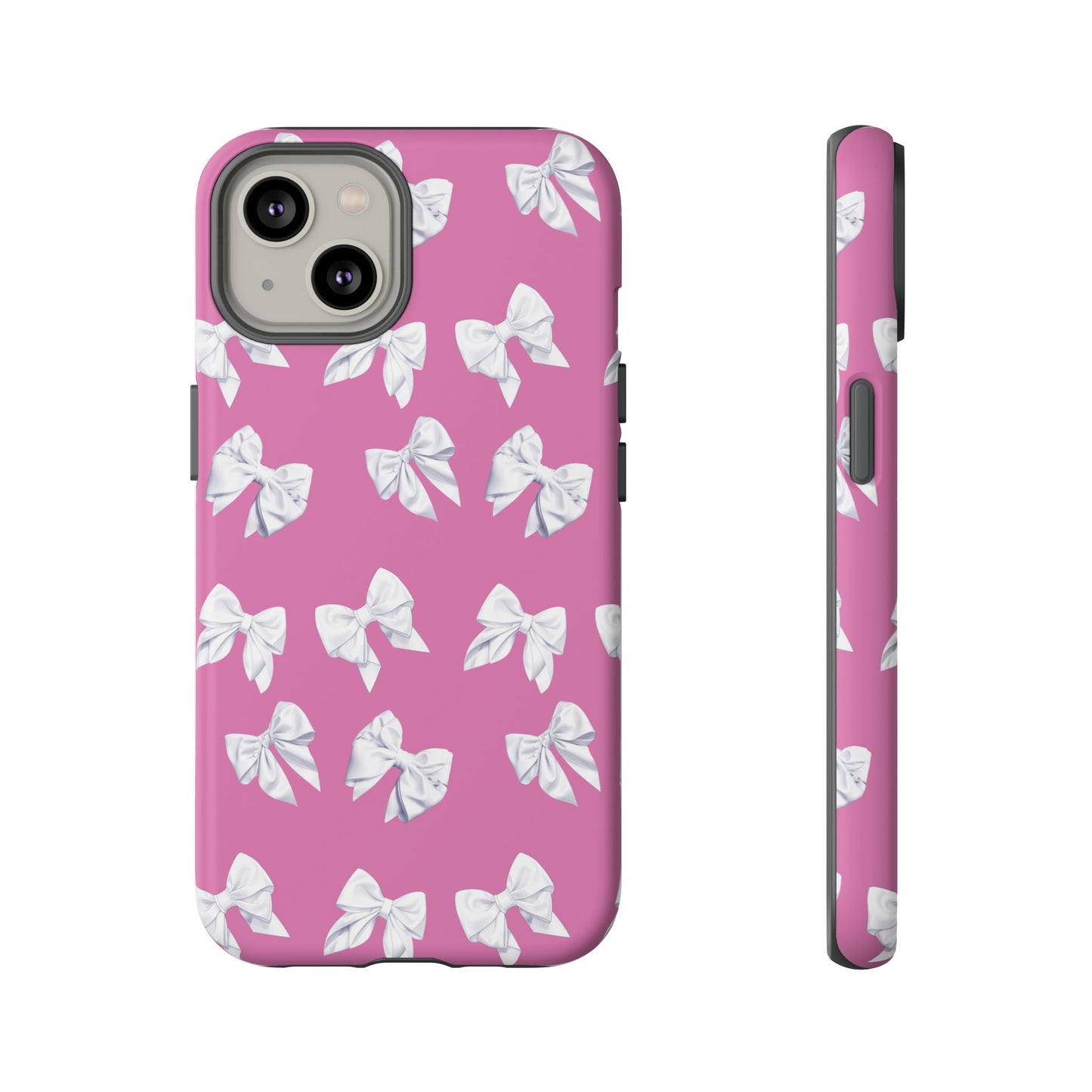 Bow Phone Case White on Pink