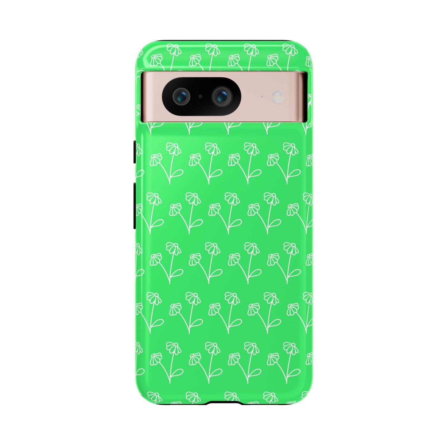 Doodle Flowers Phone Case Bright Green