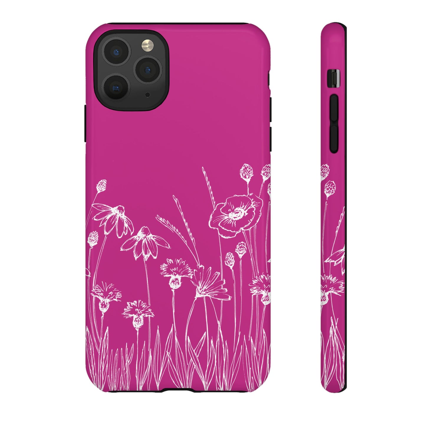 Doodle Flower Phone Case Hot Pink