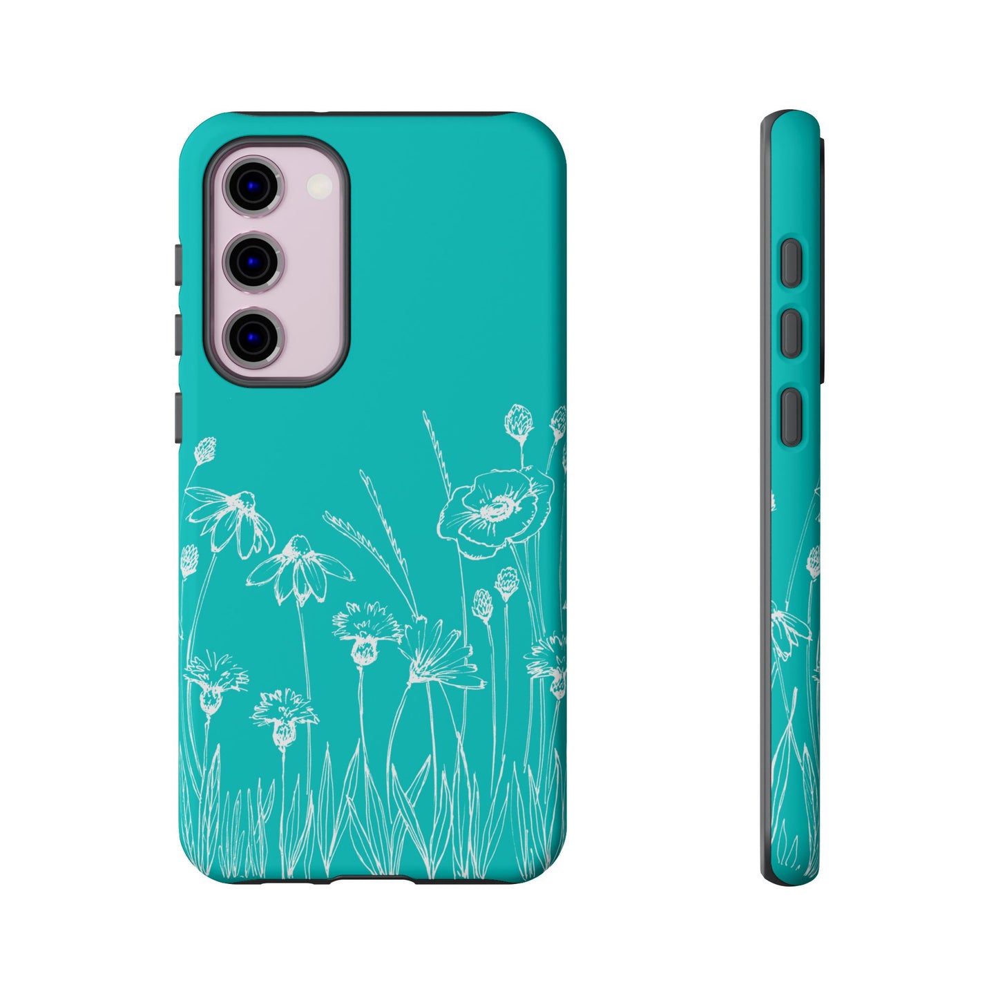 Doodle Flower Phone Case Aqua