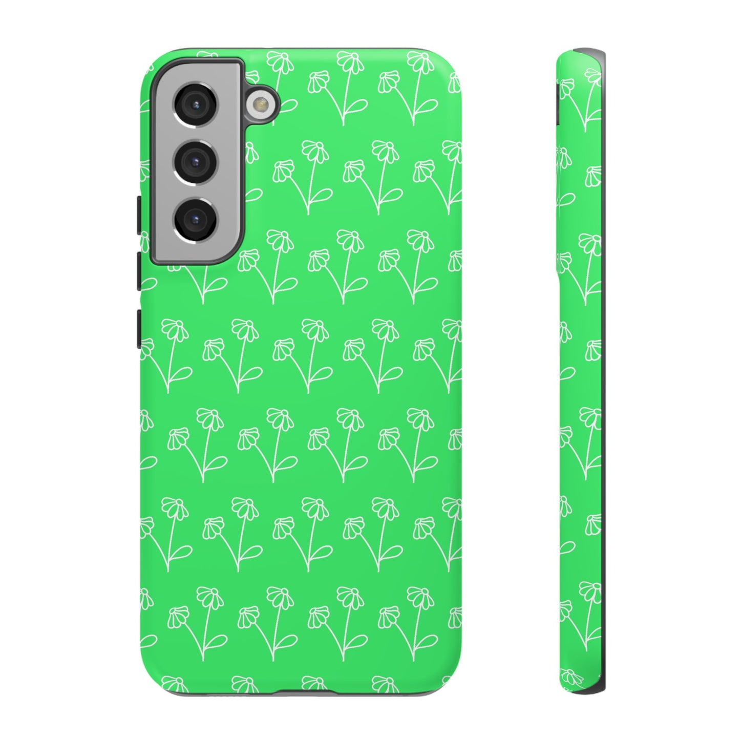 Doodle Flowers Phone Case Bright Green