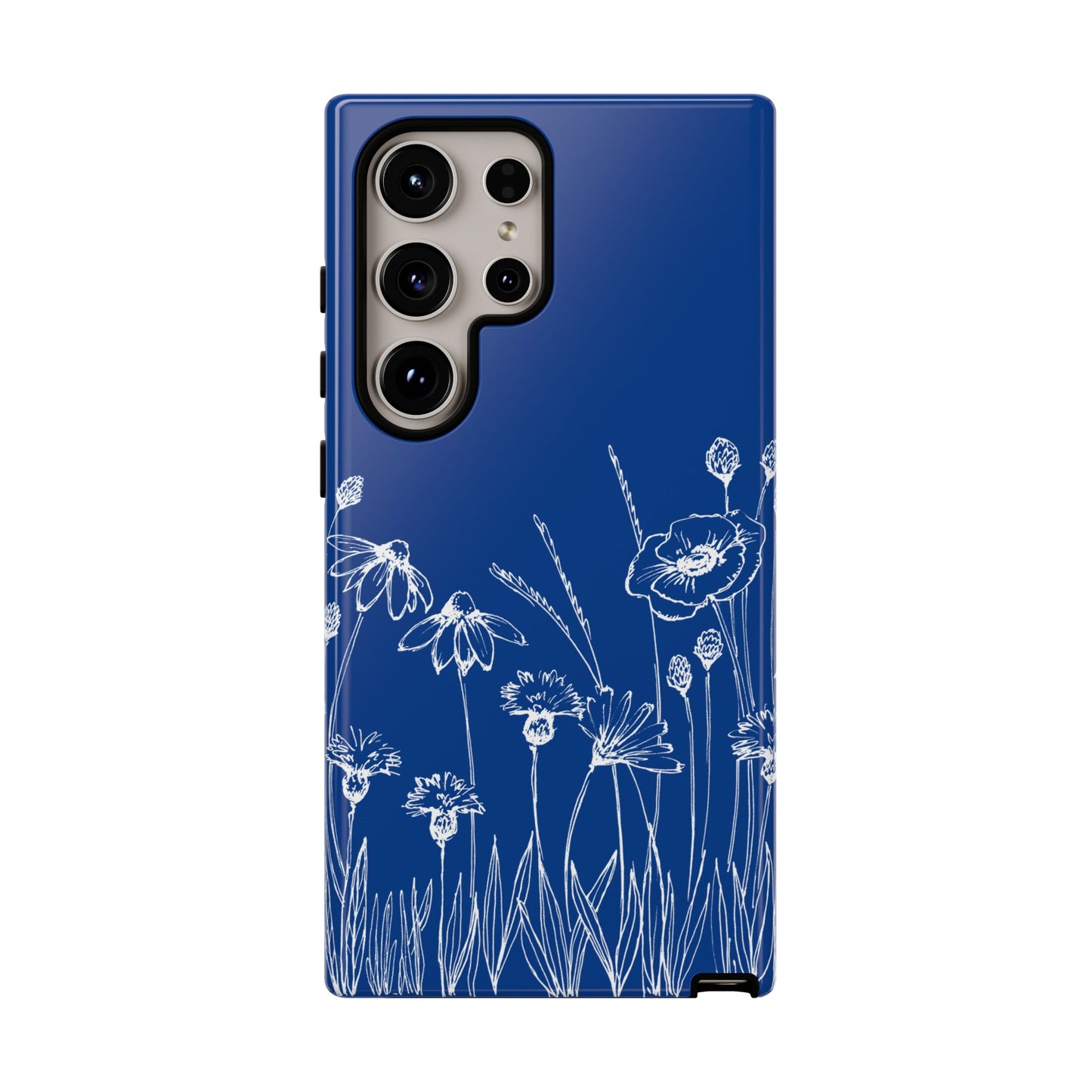 Doodle Flower Phone Case Blue