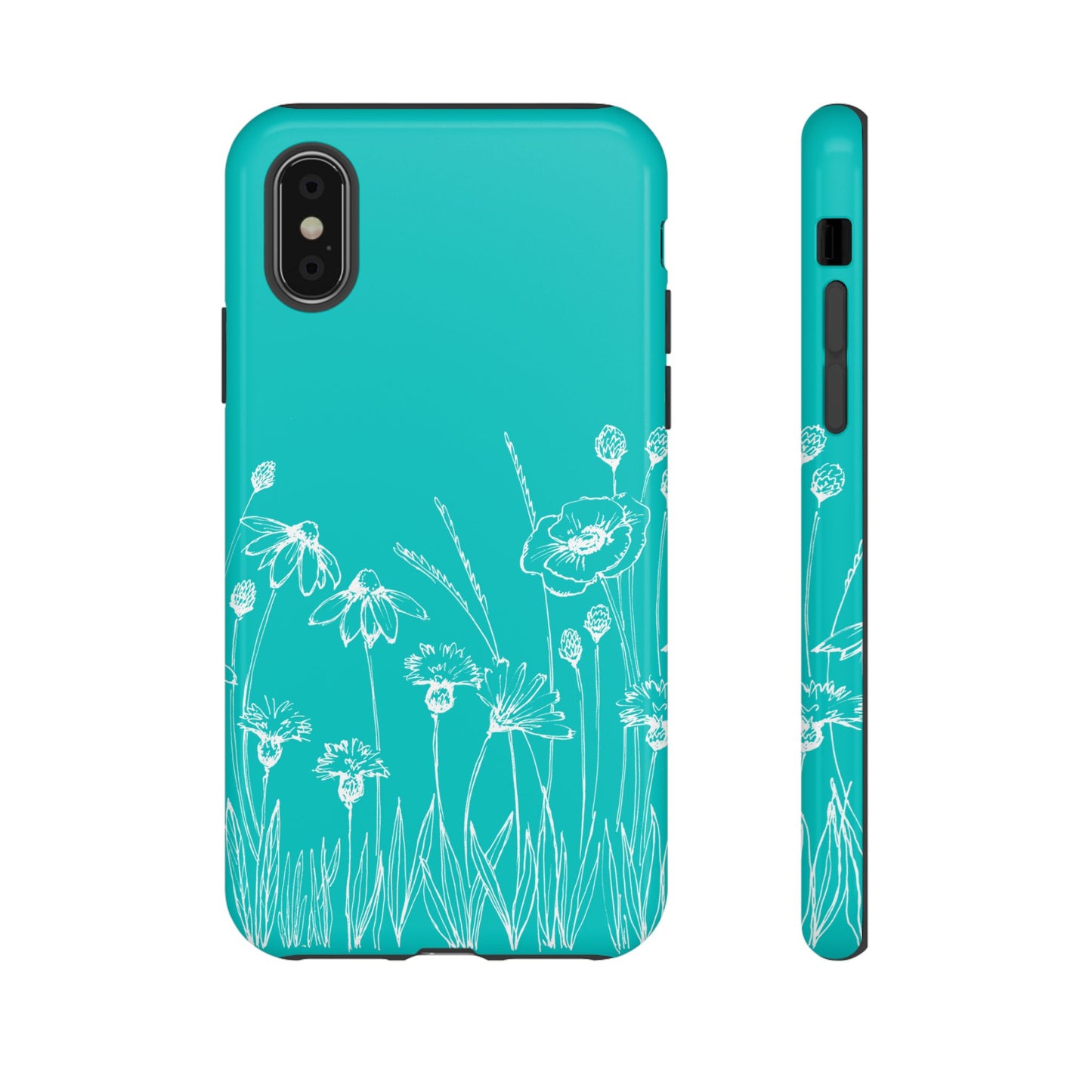 Doodle Flower Phone Case Aqua