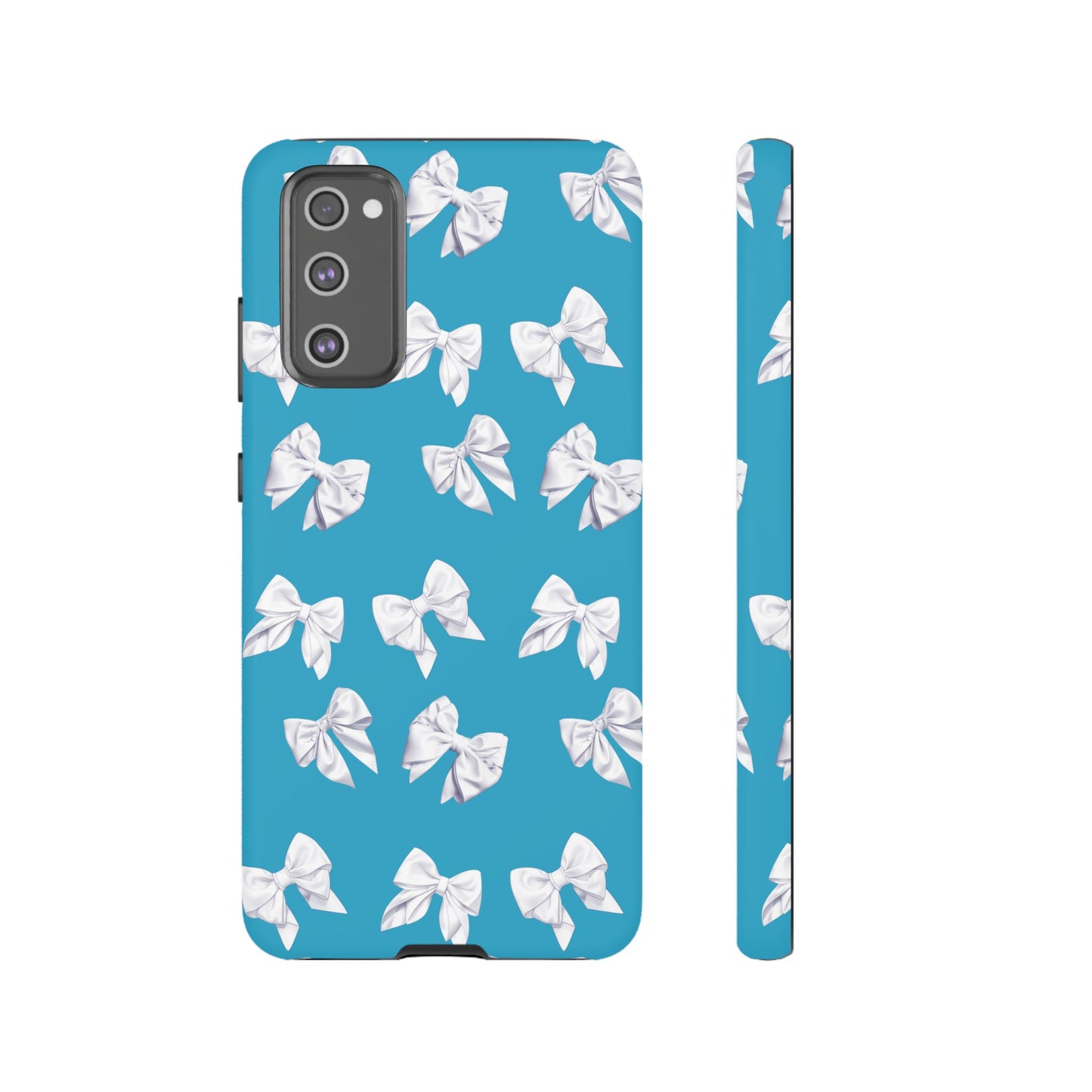 Bow Phone Case White on Turquoise