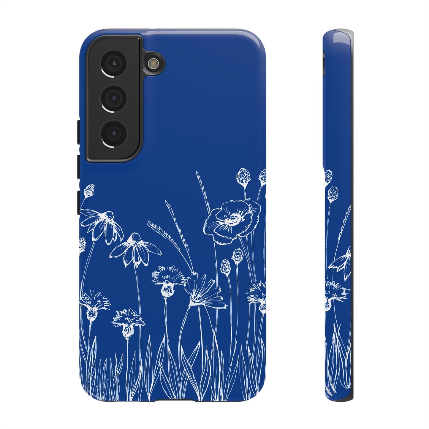 Doodle Flower Phone Case Blue