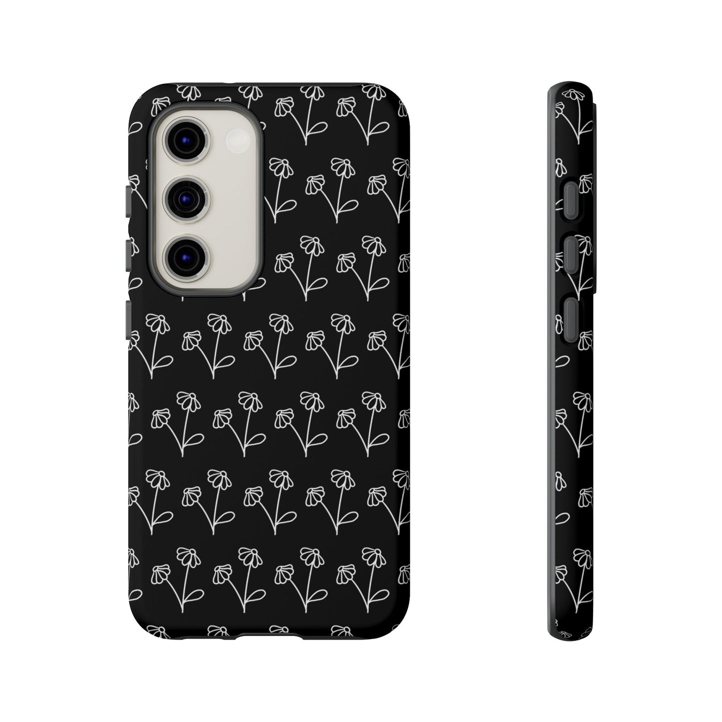 Doodle Flowers Phone Case Black