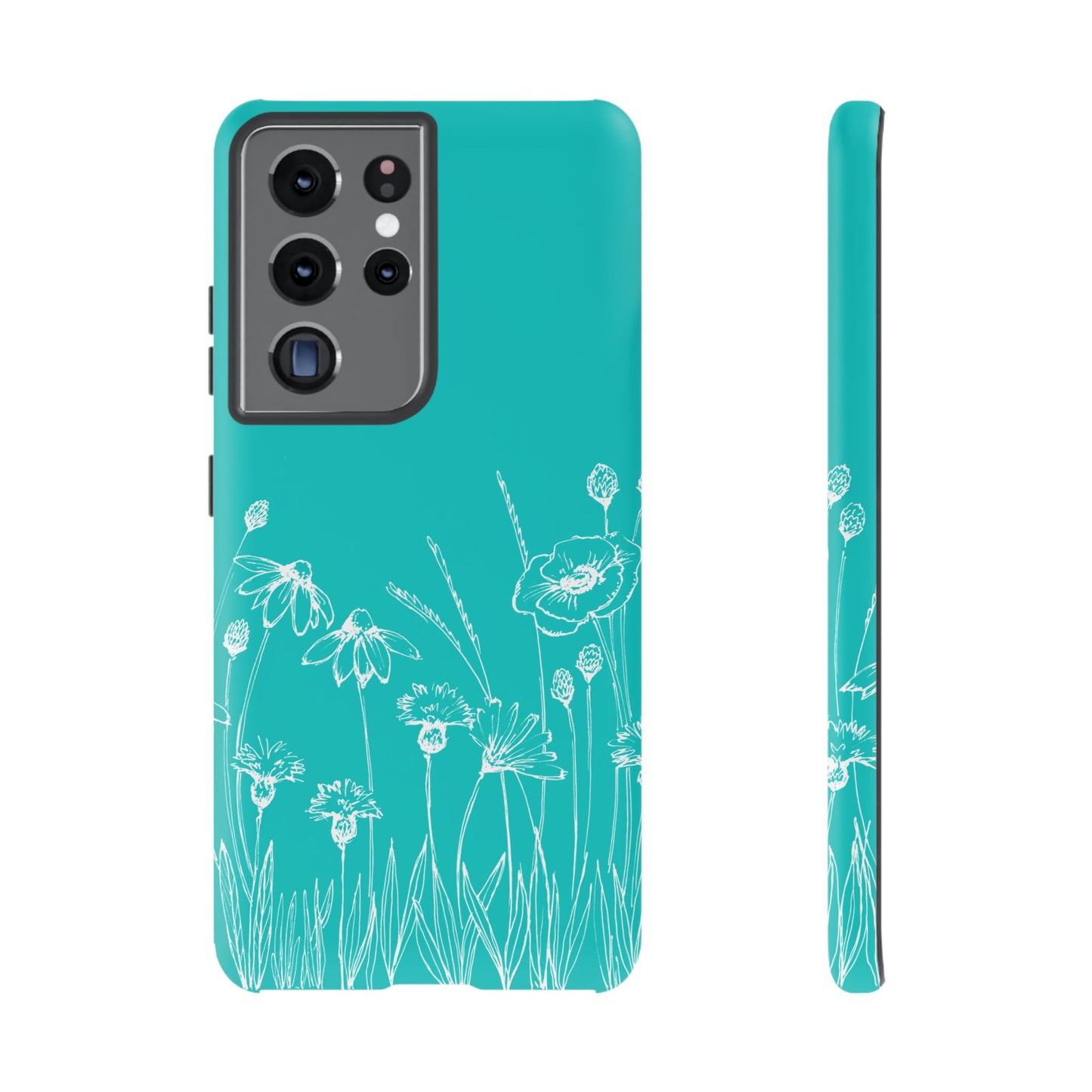 Doodle Flower Phone Case Aqua