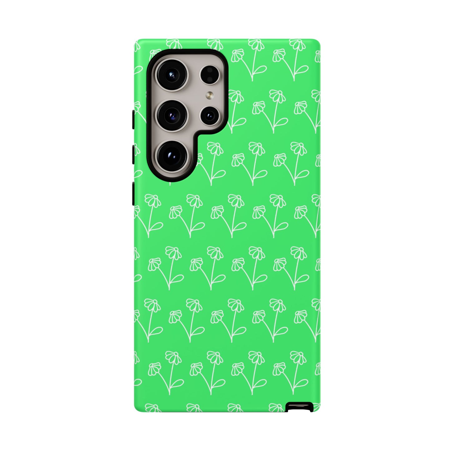 Doodle Flowers Phone Case Bright Green