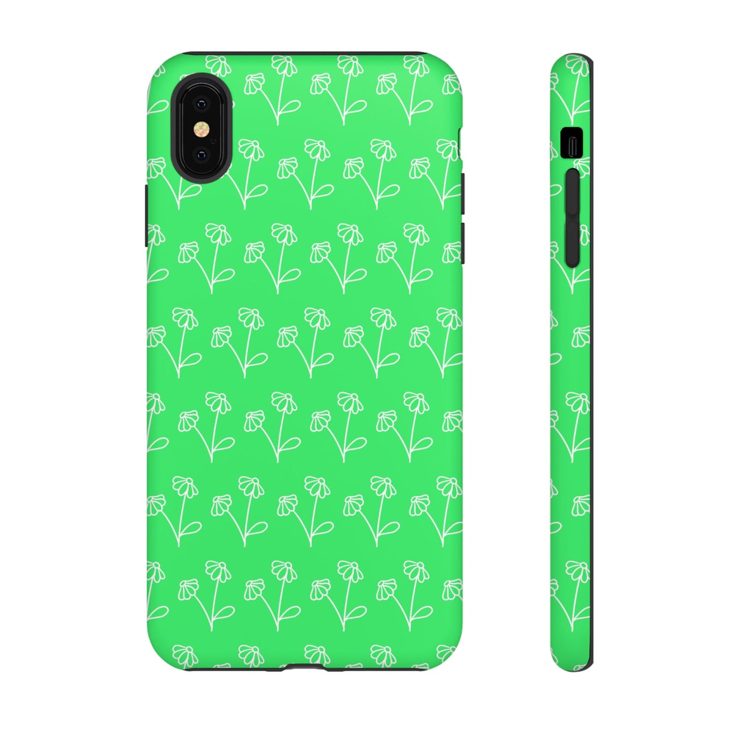 Doodle Flowers Phone Case Bright Green