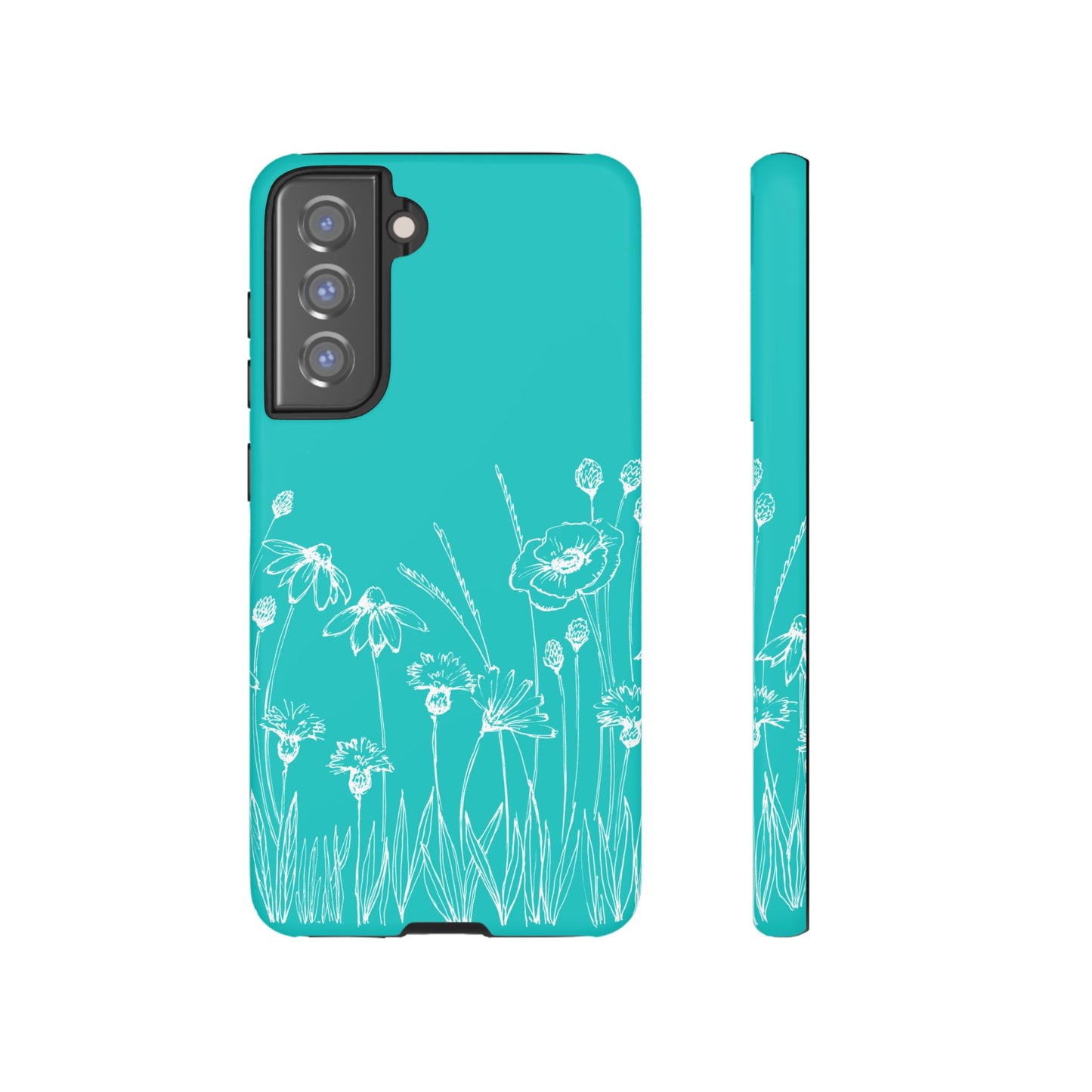 Doodle Flower Phone Case Aqua