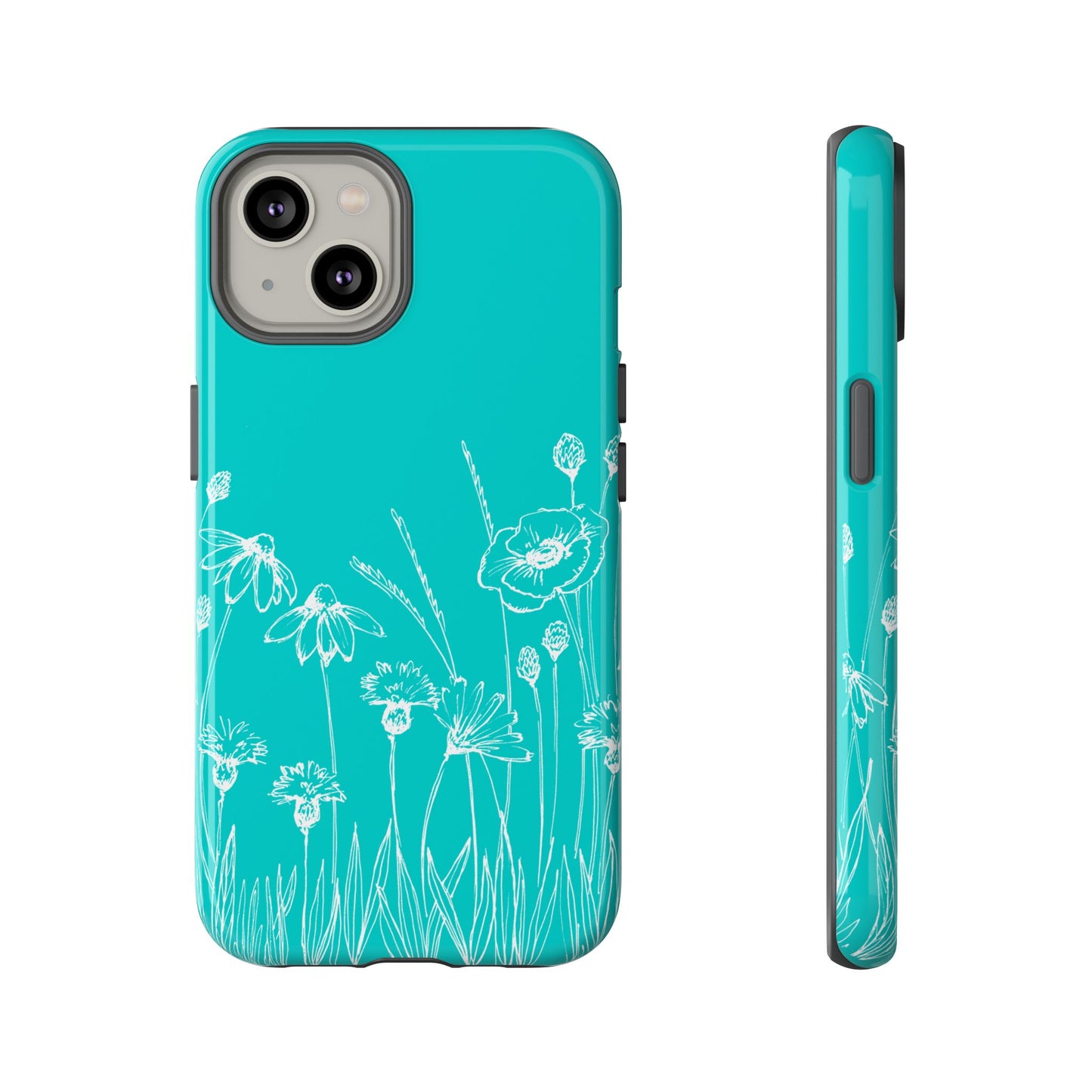 Doodle Flower Phone Case Aqua