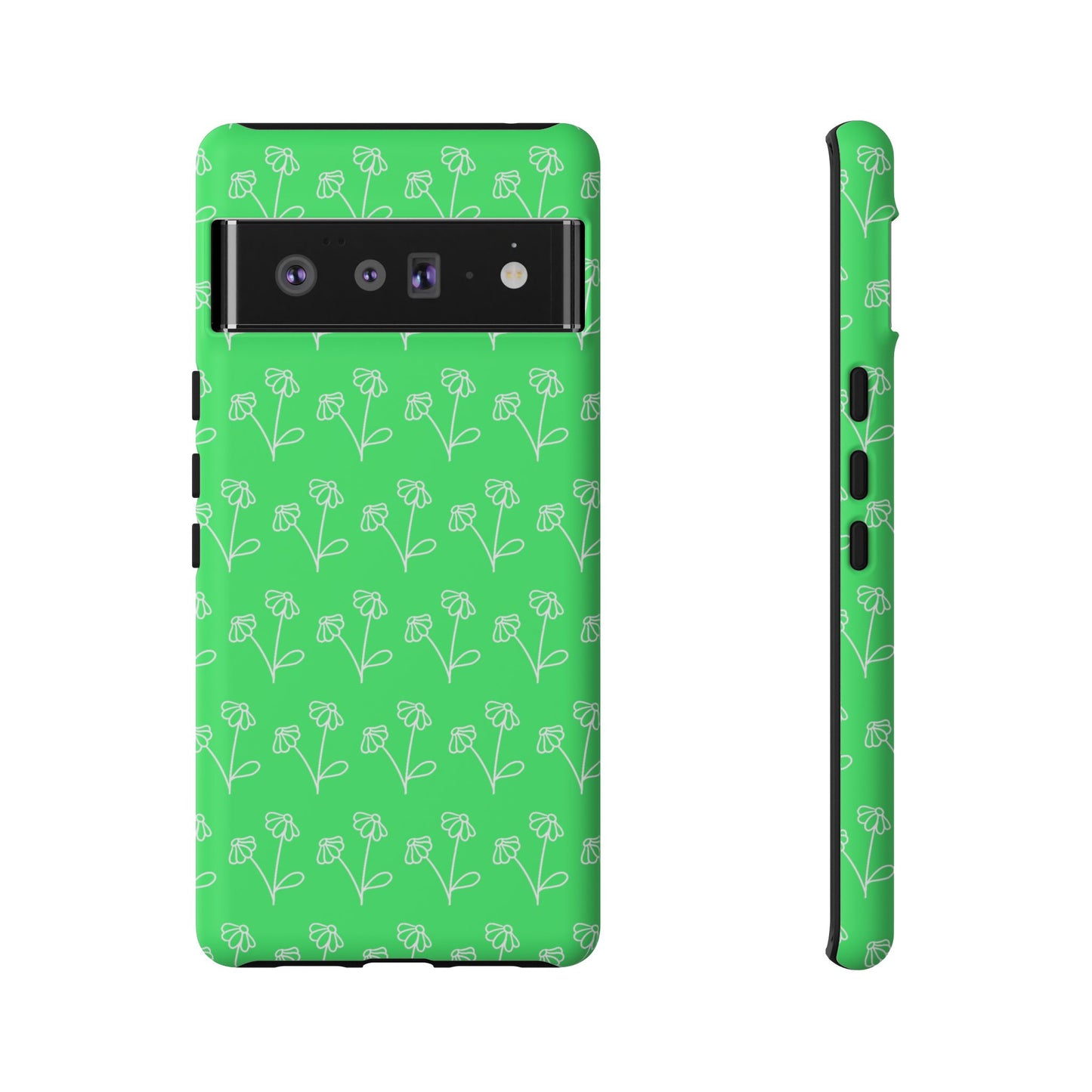 Doodle Flowers Phone Case Bright Green