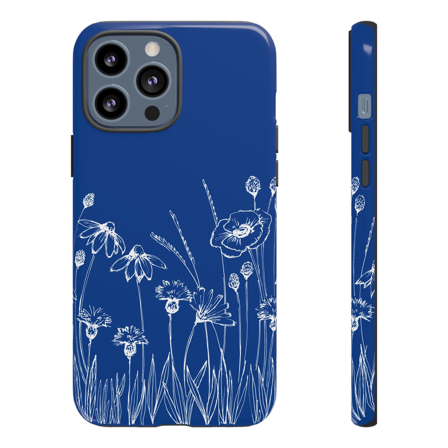 Doodle Flower Phone Case Blue