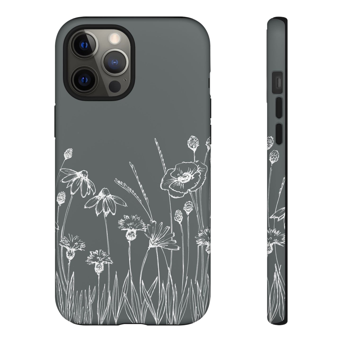 Doodle Flower Phone Case Gray