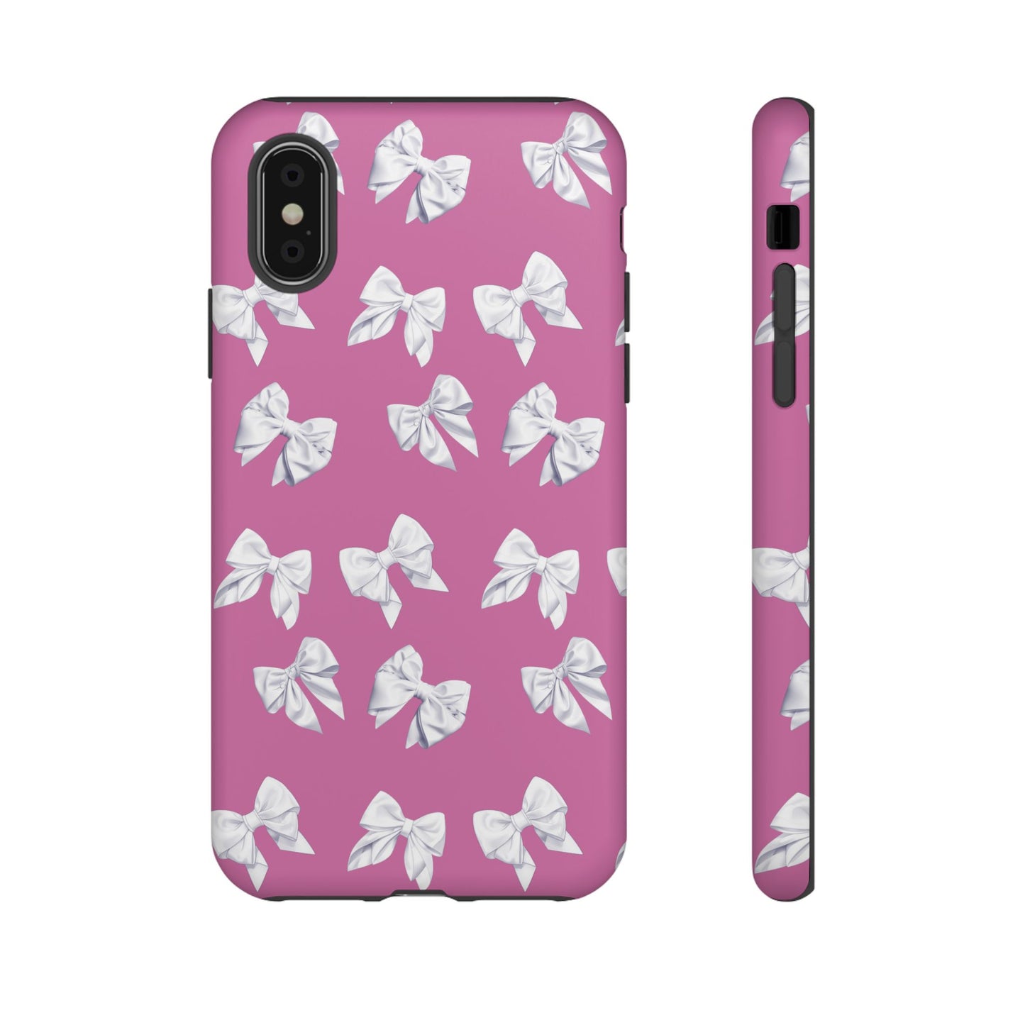 Bow Phone Case White on Pink