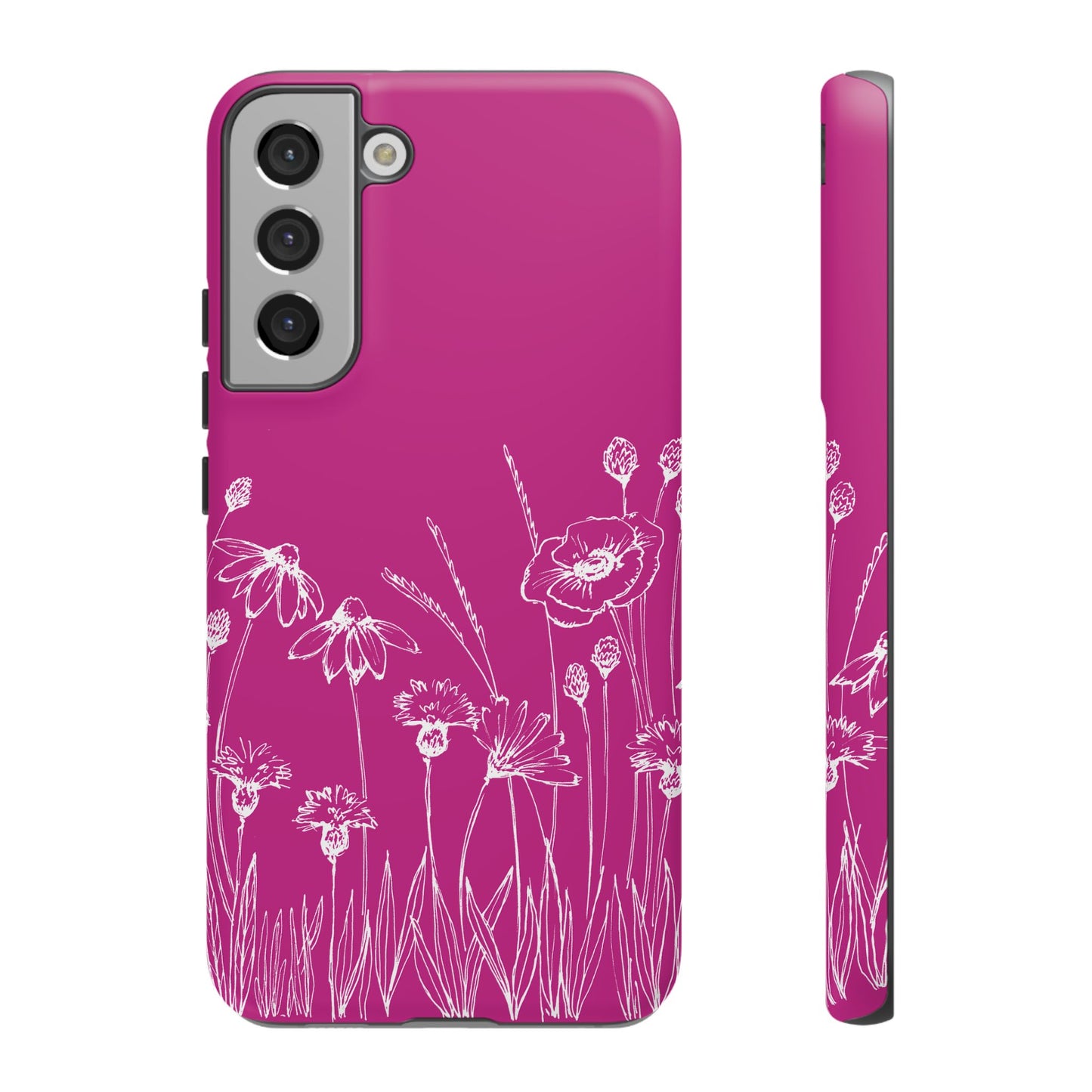 Doodle Flower Phone Case Hot Pink