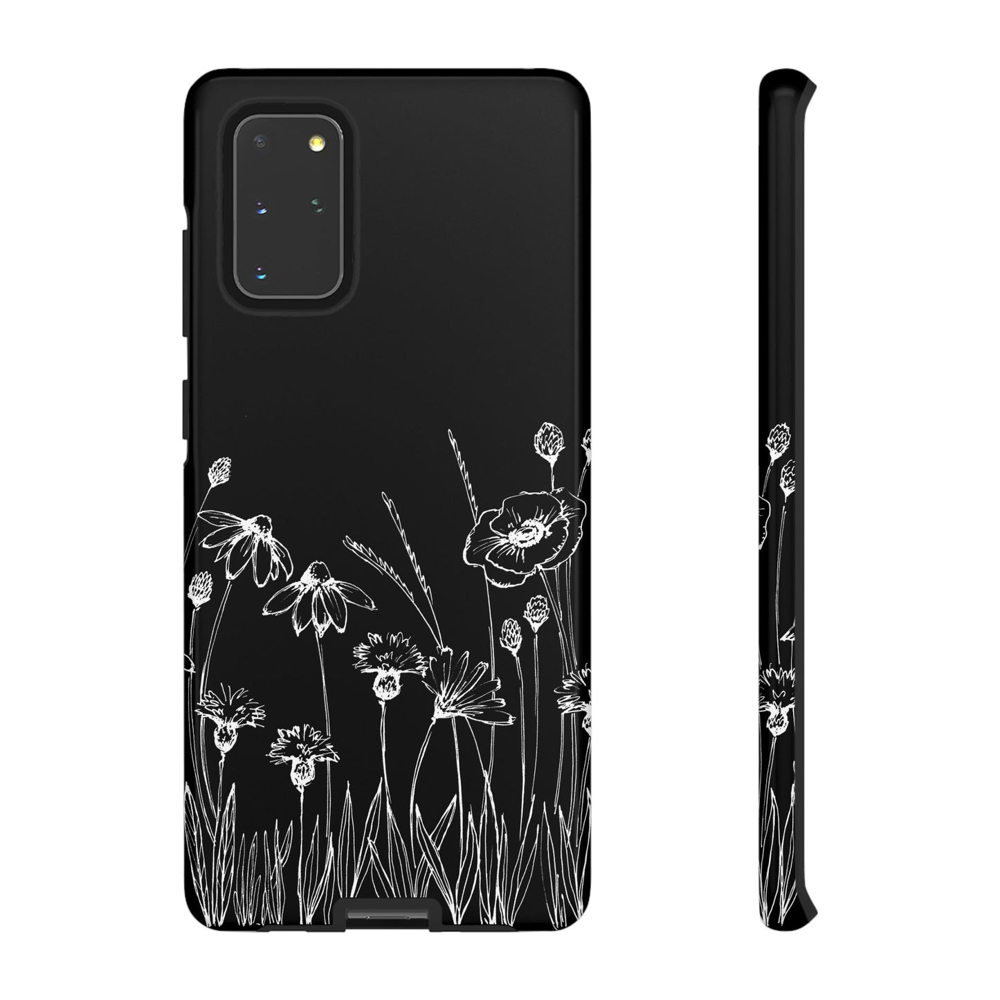 Doodle Flower Phone Case Black