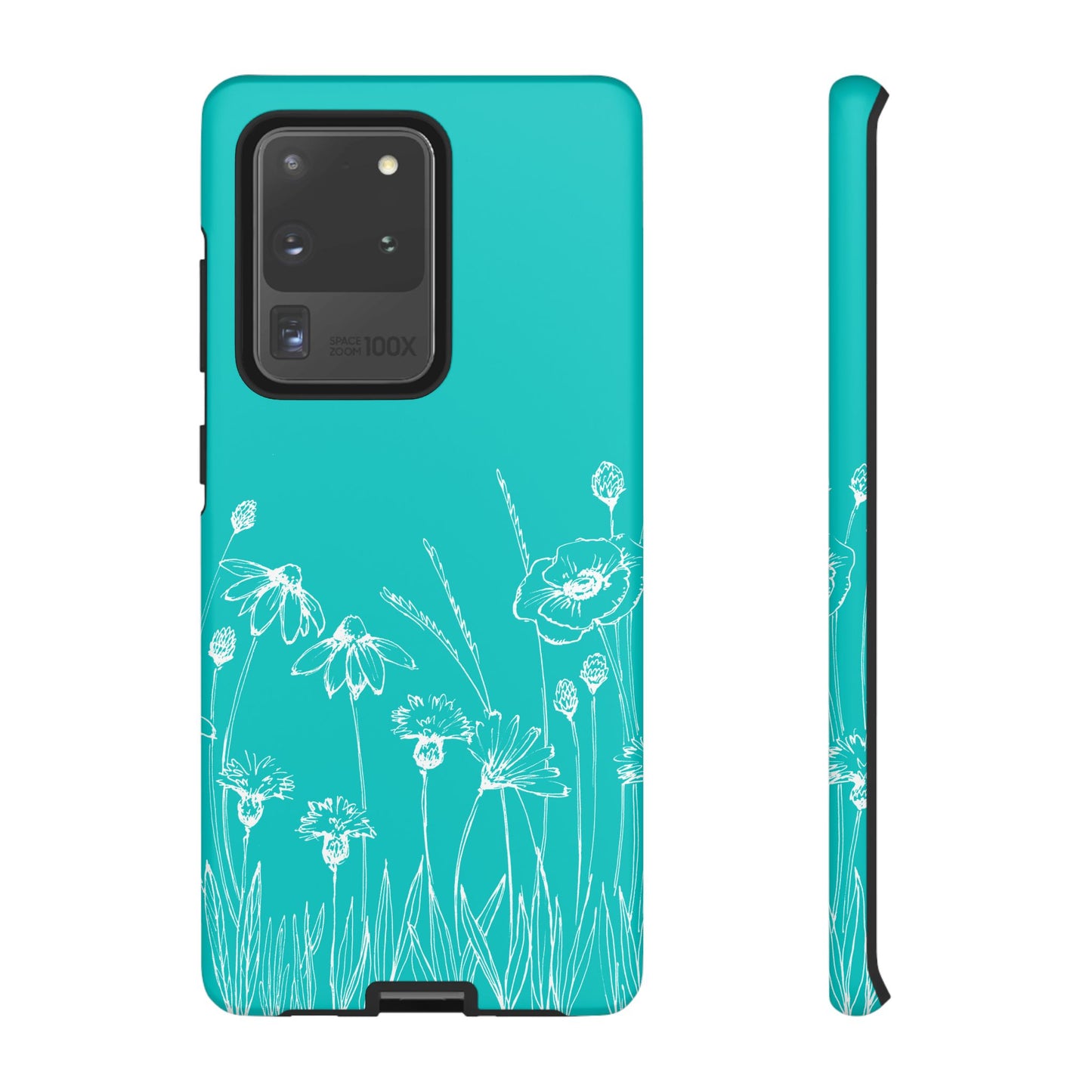 Doodle Flower Phone Case Aqua