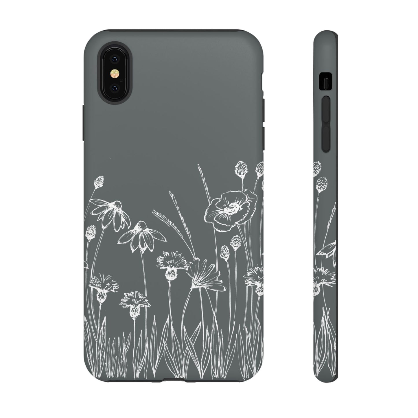 Doodle Flower Phone Case Gray