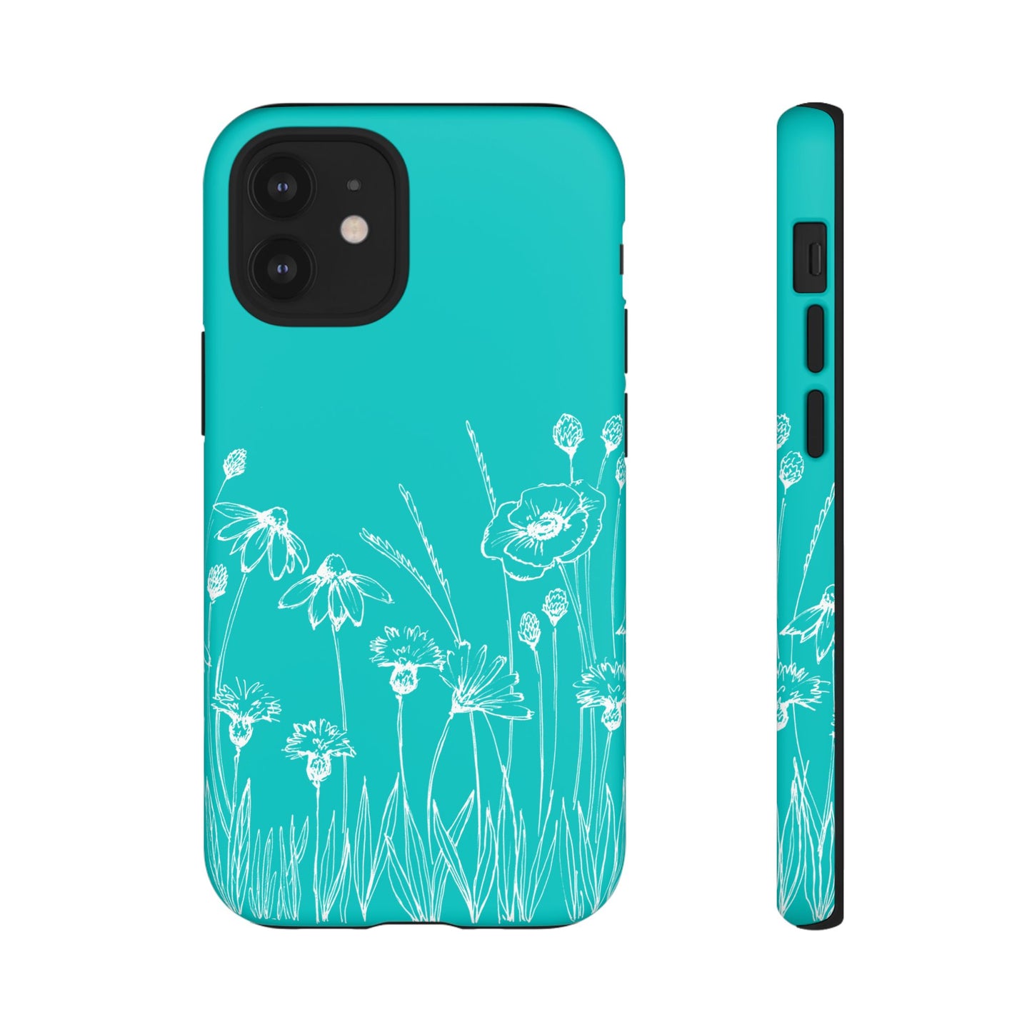 Doodle Flower Phone Case Aqua