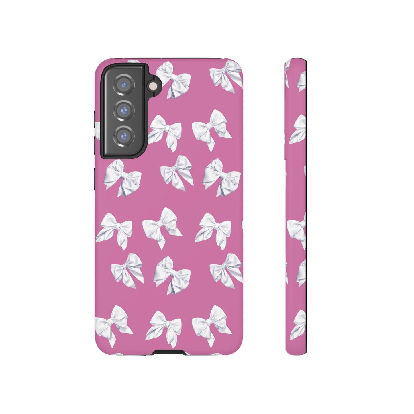 Bow Phone Case White on Pink