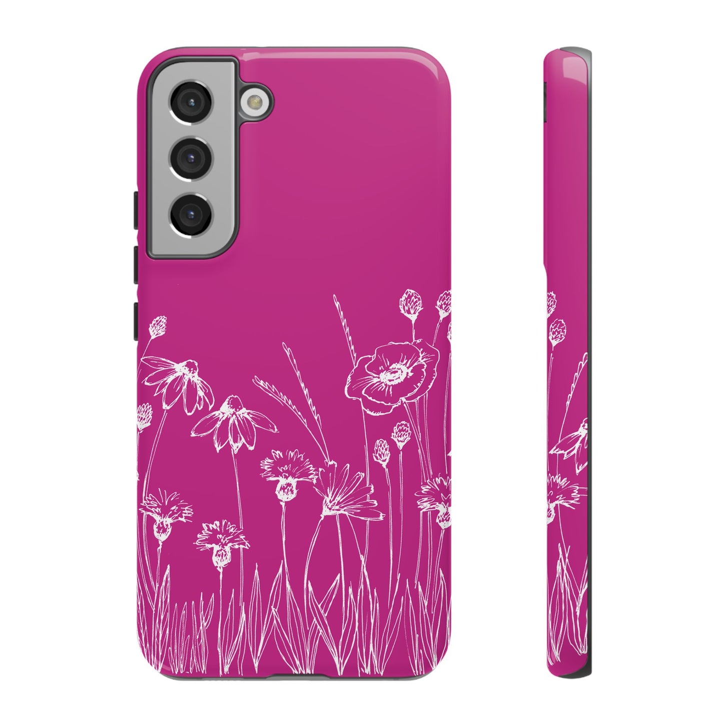 Doodle Flower Phone Case Hot Pink