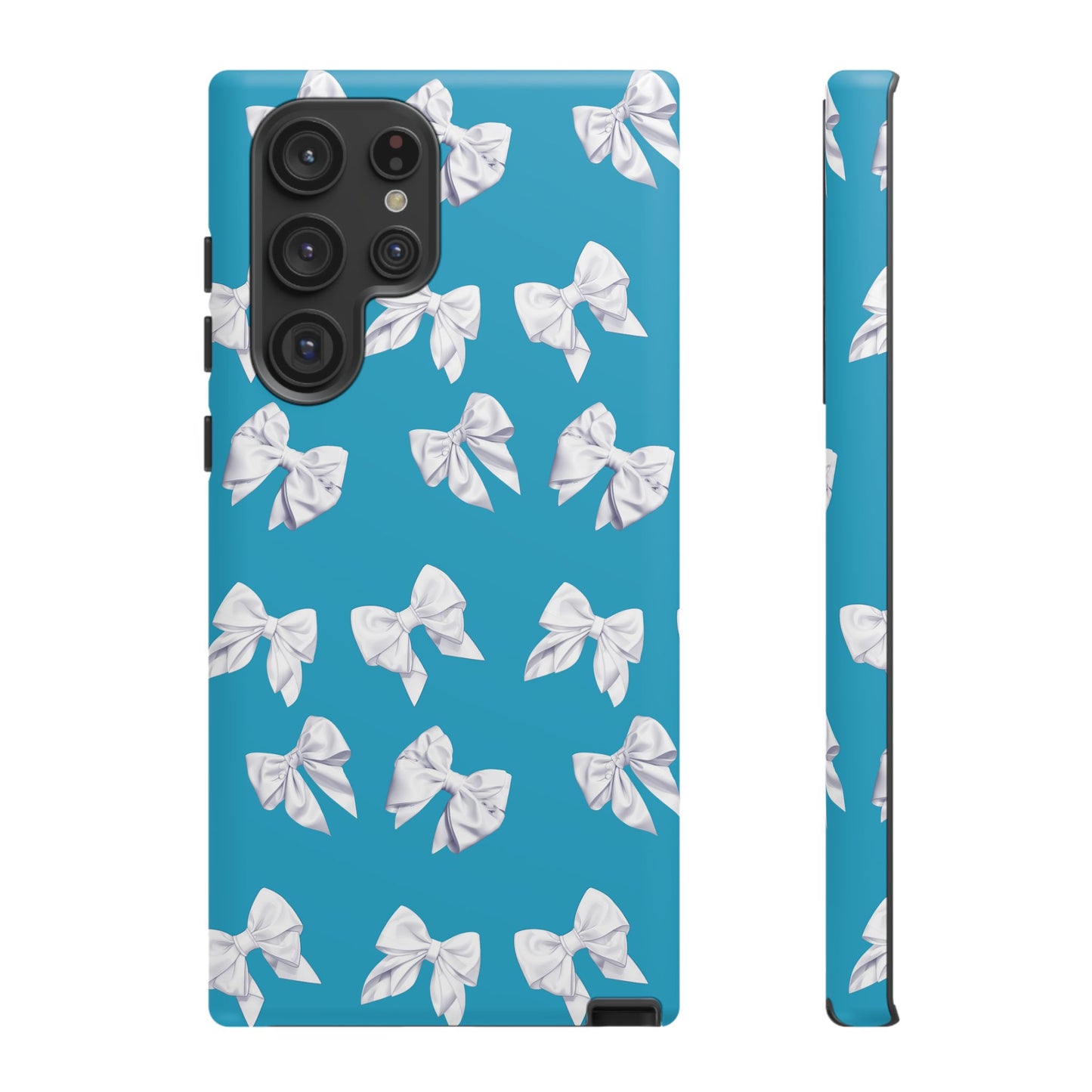 Bow Phone Case White on Turquoise