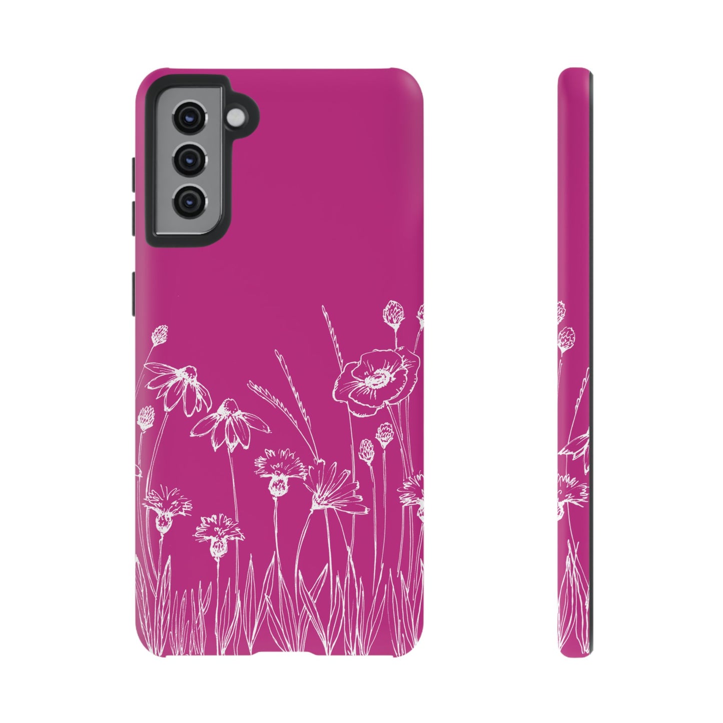 Doodle Flower Phone Case Hot Pink