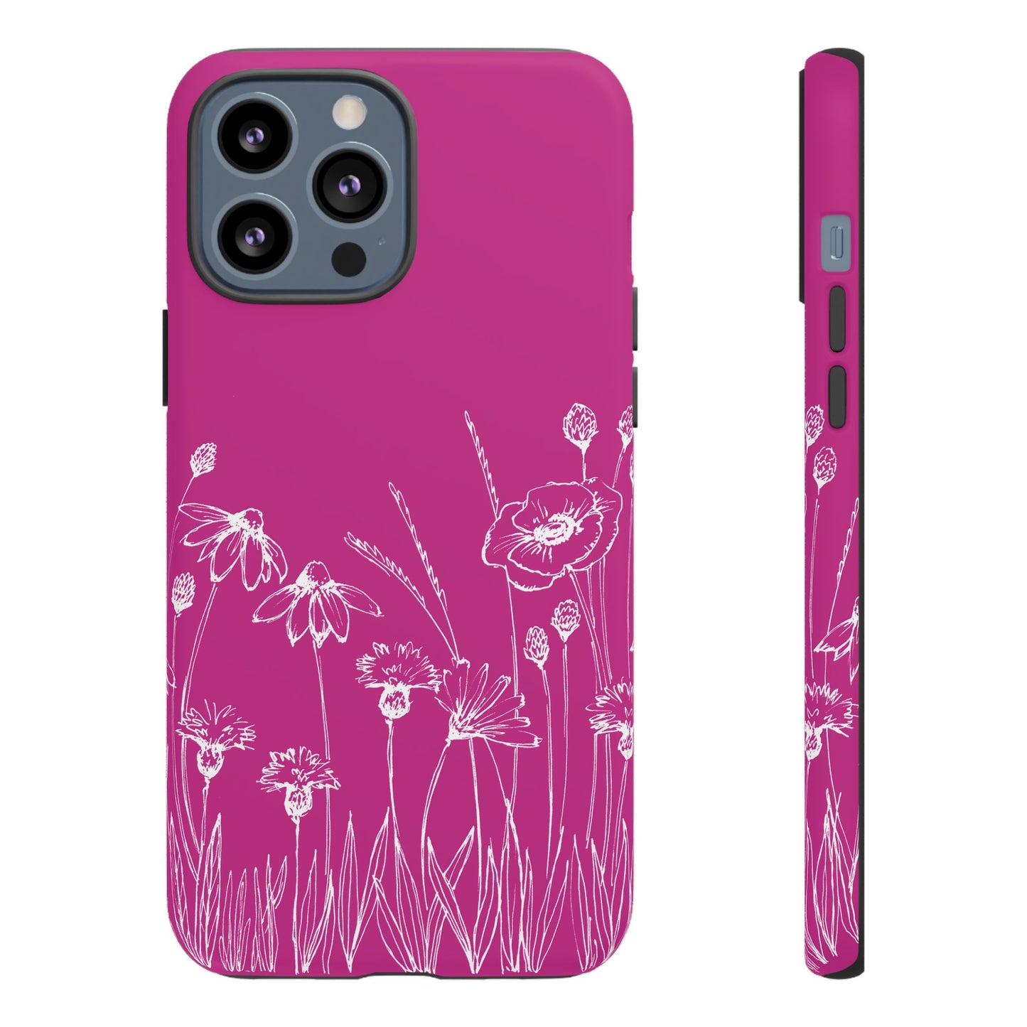 Doodle Flower Phone Case Hot Pink