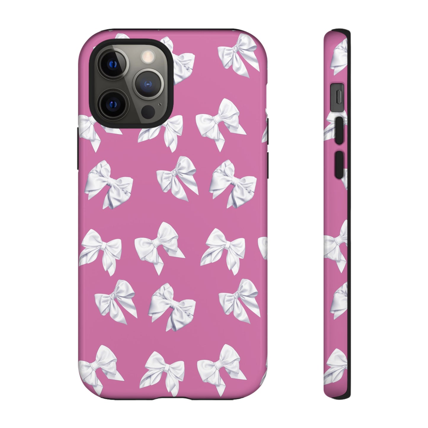 Bow Phone Case White on Pink