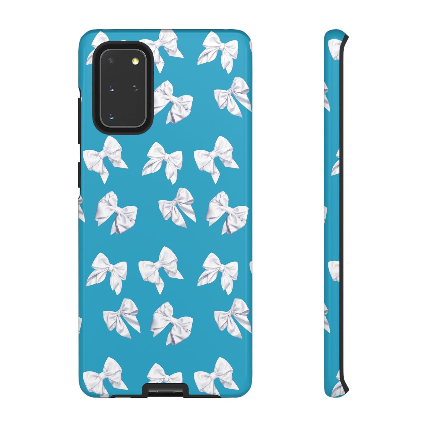 Bow Phone Case White on Turquoise