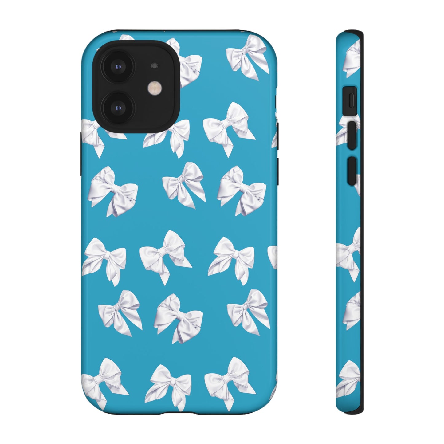 Bow Phone Case White on Turquoise