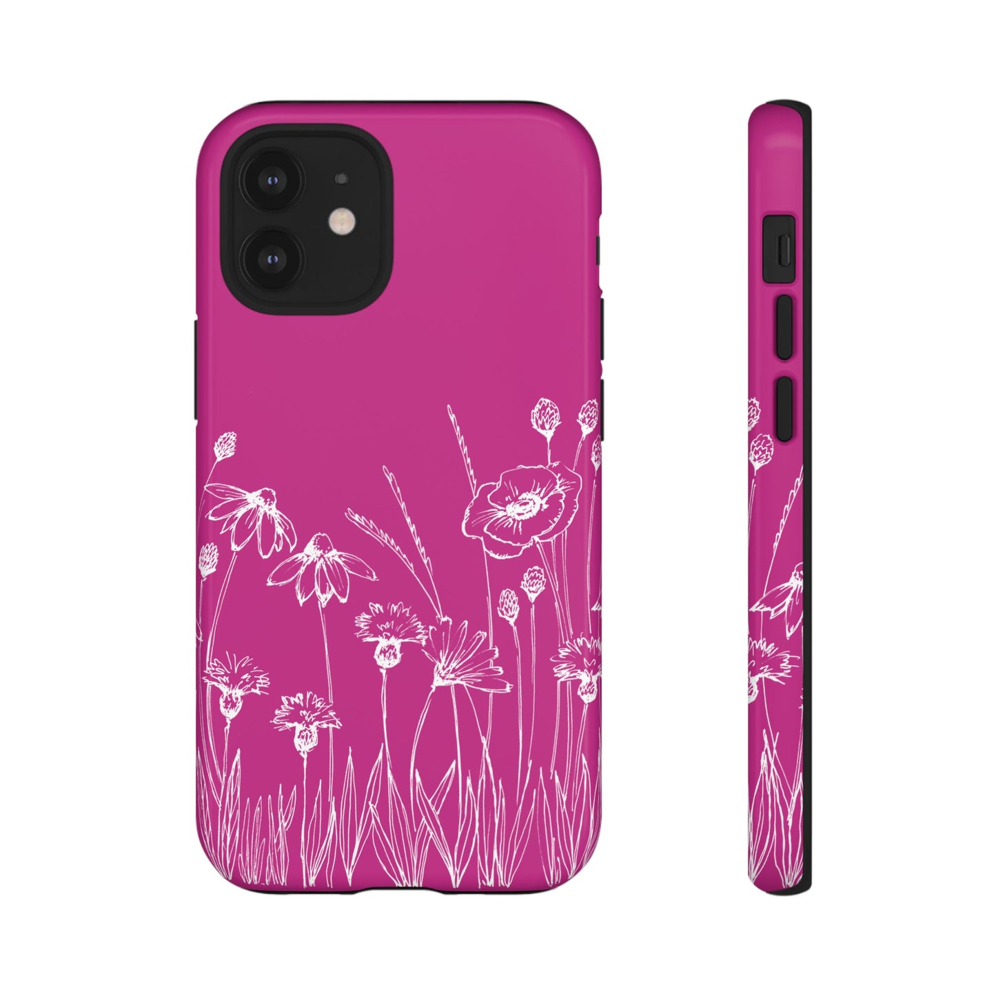 Doodle Flower Phone Case Hot Pink