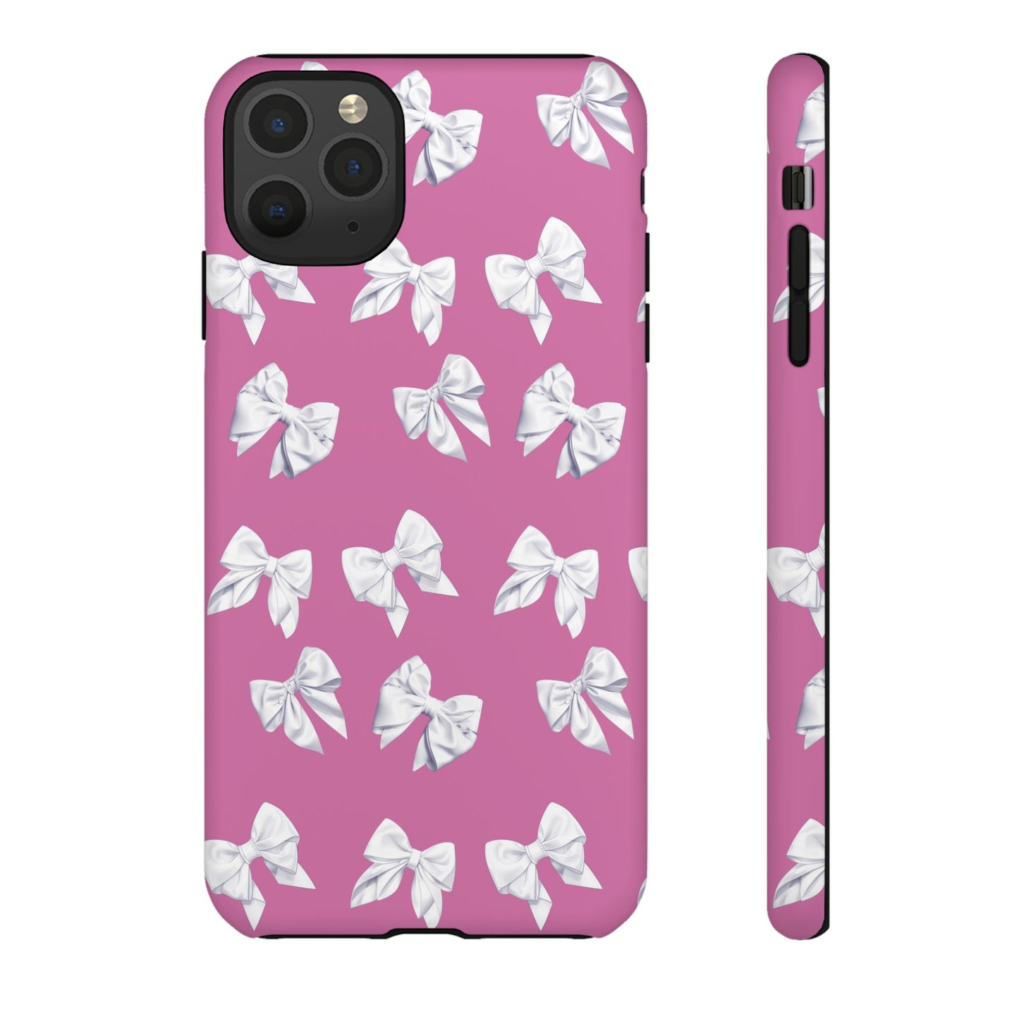 Bow Phone Case White on Pink