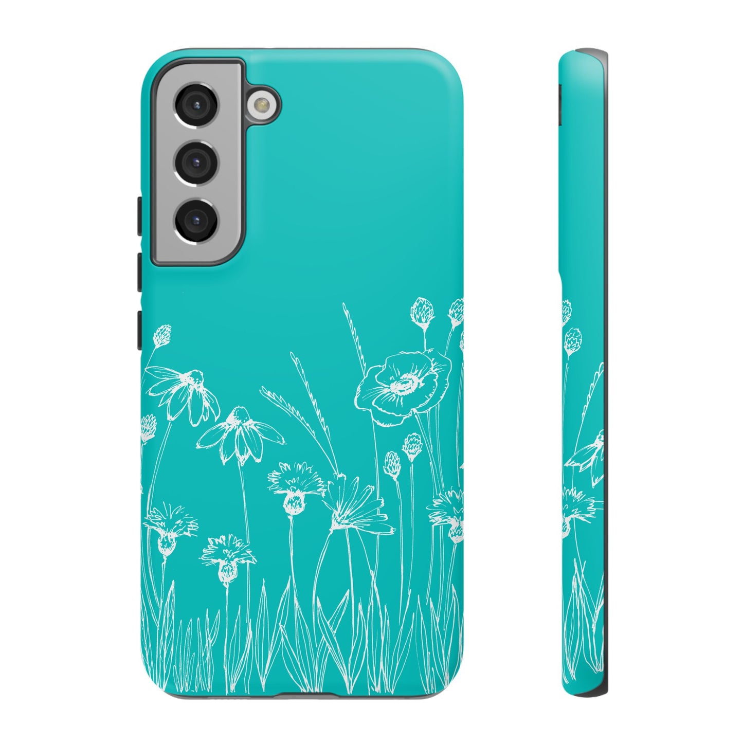 Doodle Flower Phone Case Aqua