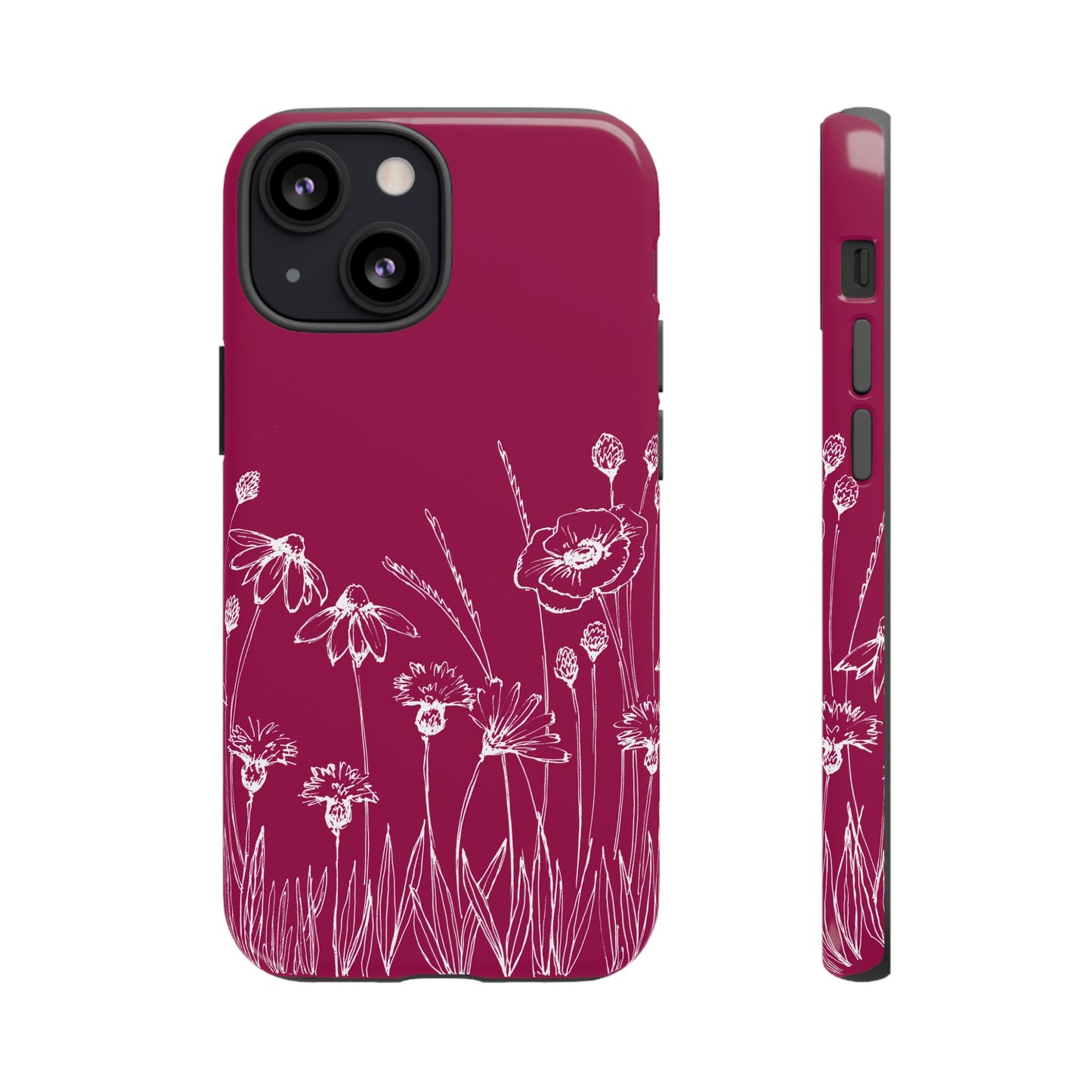 Doodle Flower Phone Case Berry