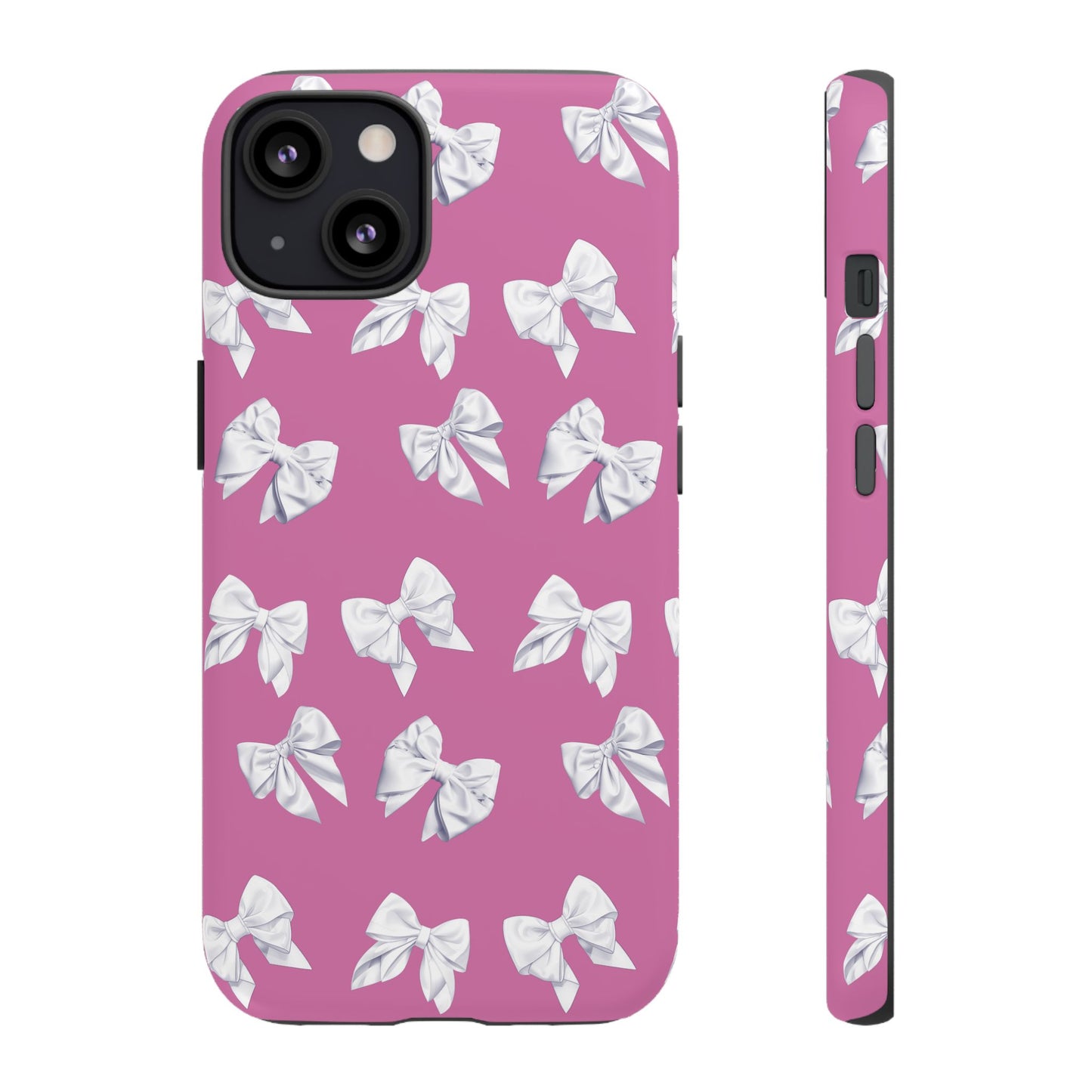 Bow Phone Case White on Pink