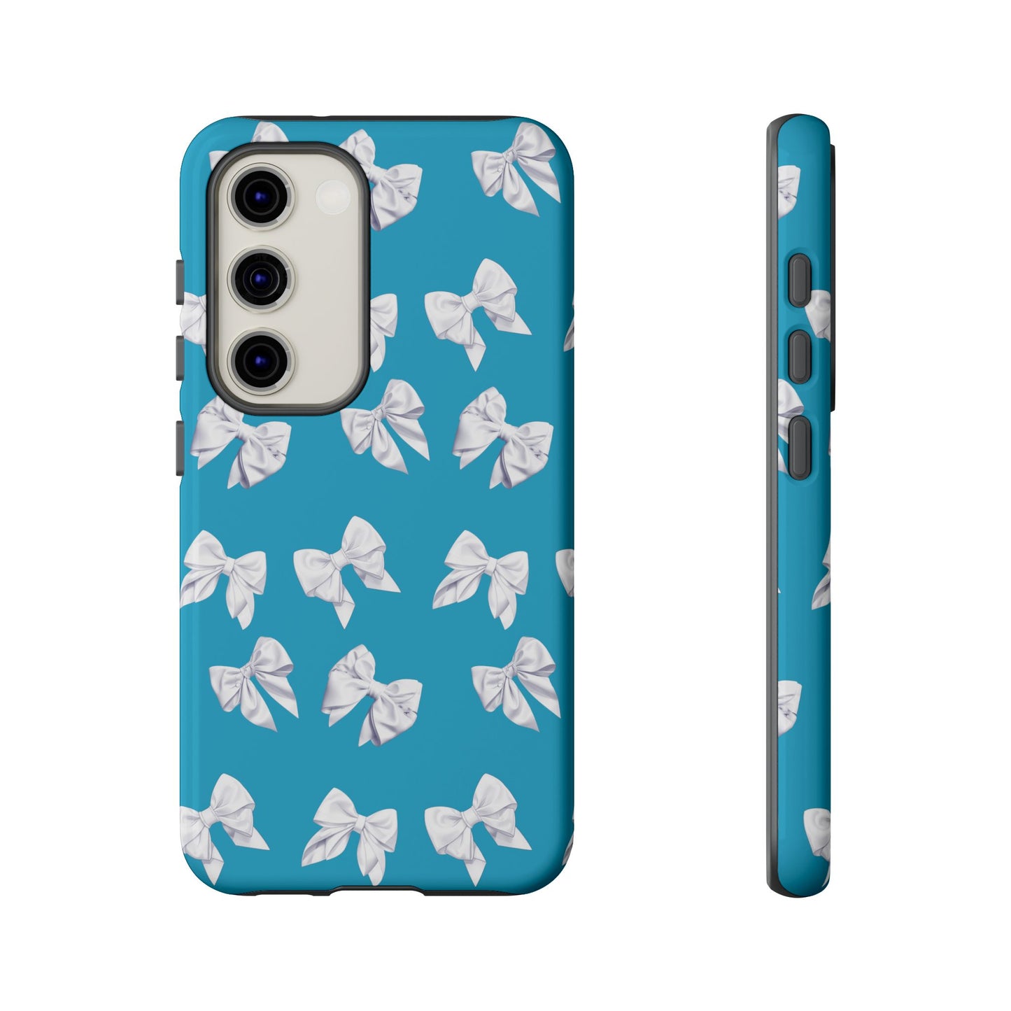 Bow Phone Case White on Turquoise