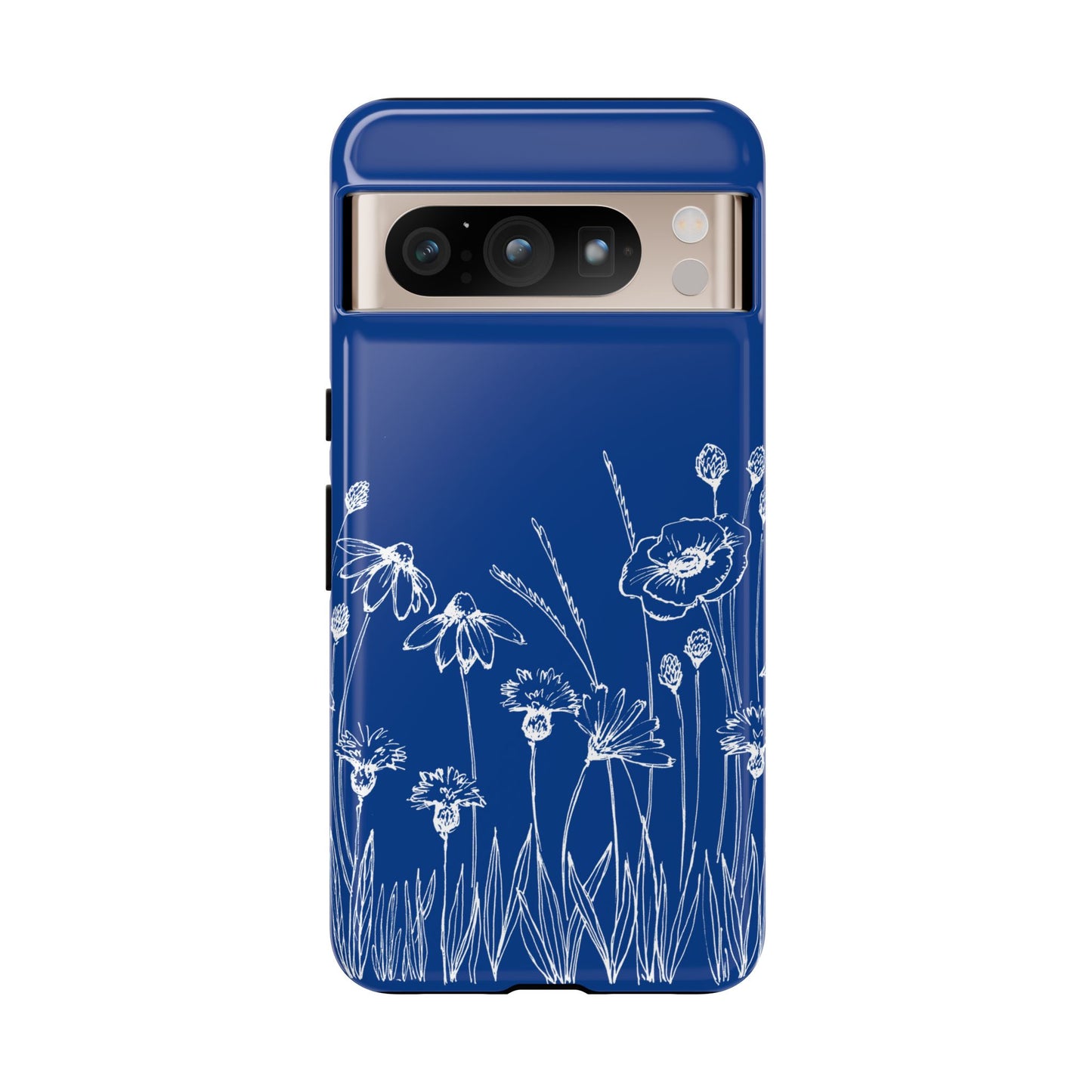 Doodle Flower Phone Case Blue