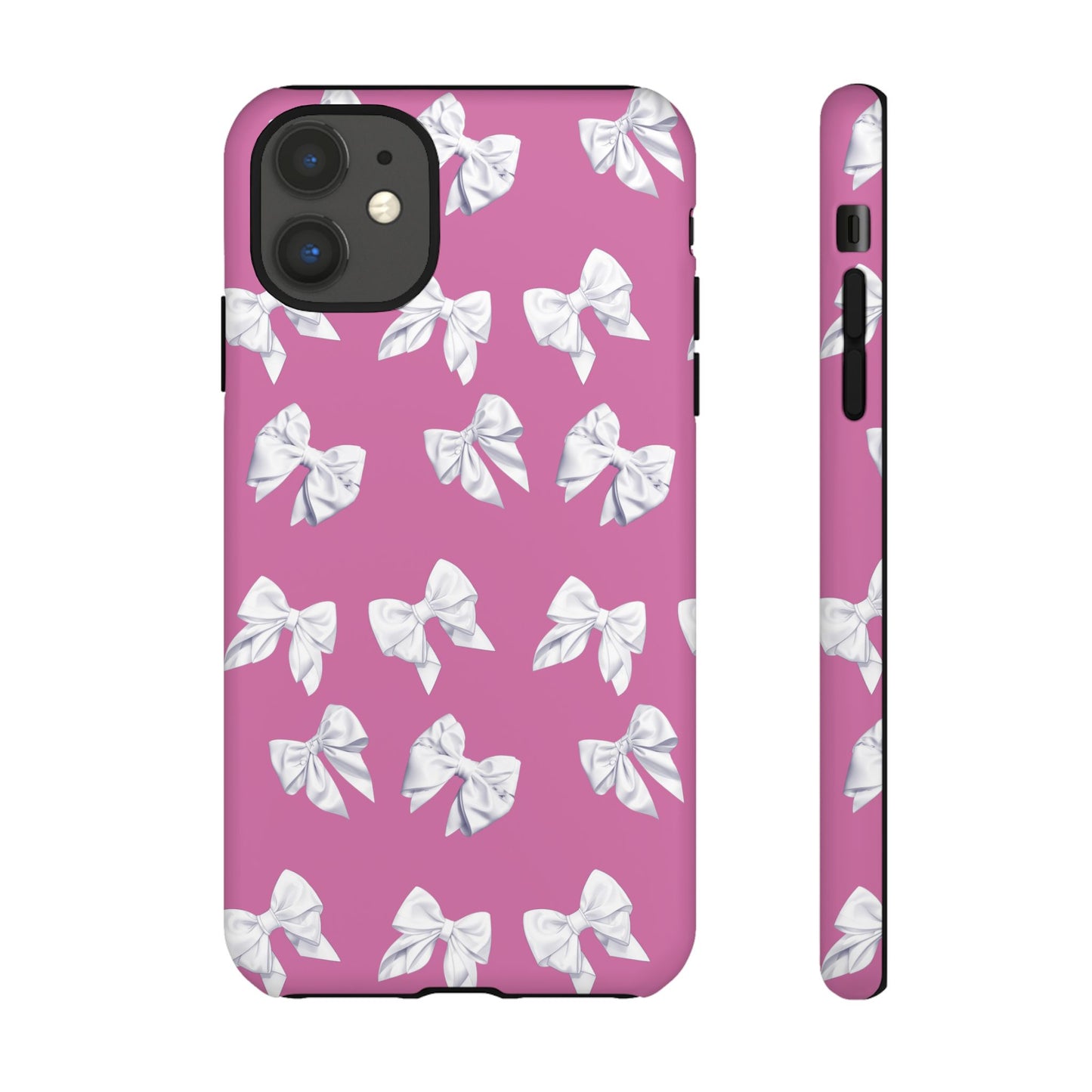 Bow Phone Case White on Pink