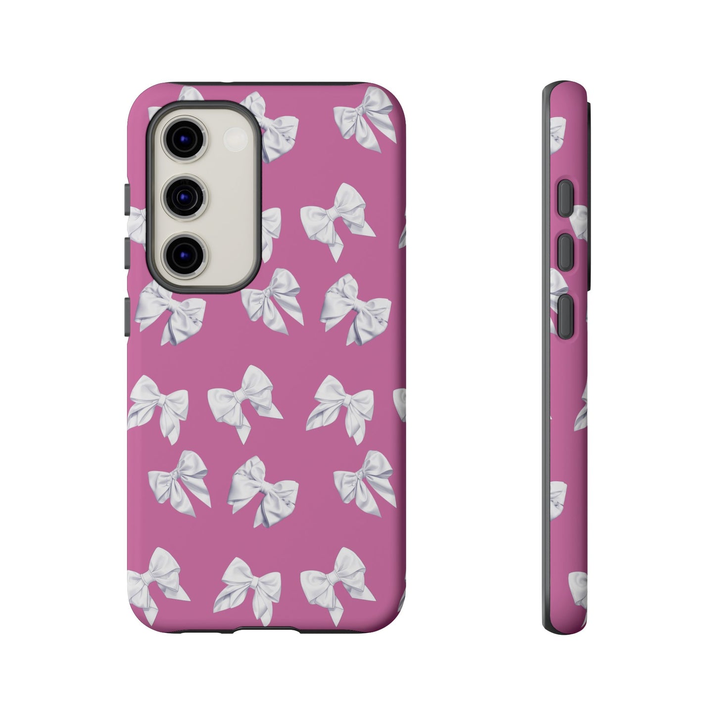 Bow Phone Case White on Pink