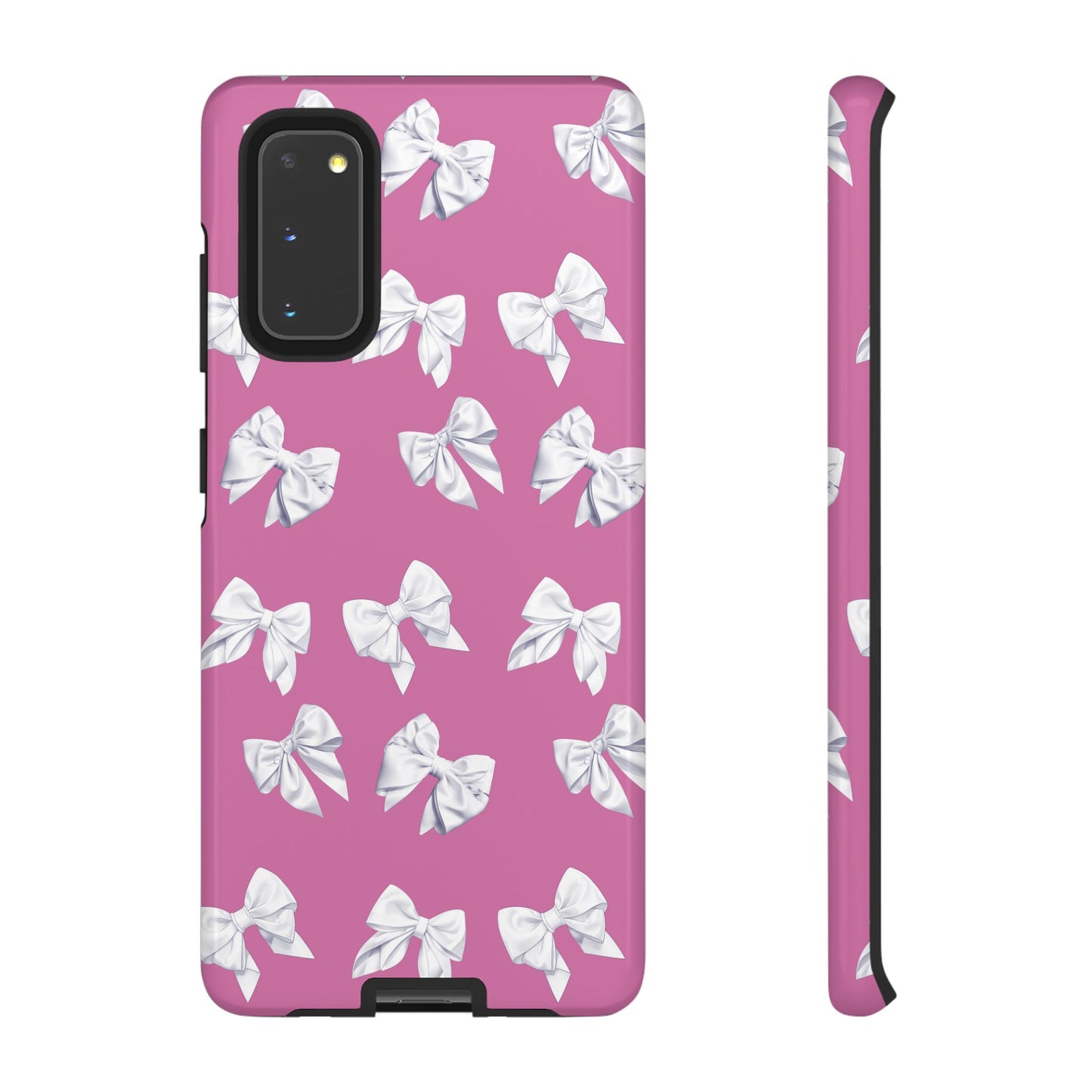 Bow Phone Case White on Pink