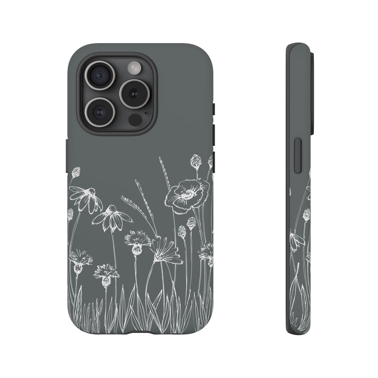 Doodle Flower Phone Case Gray