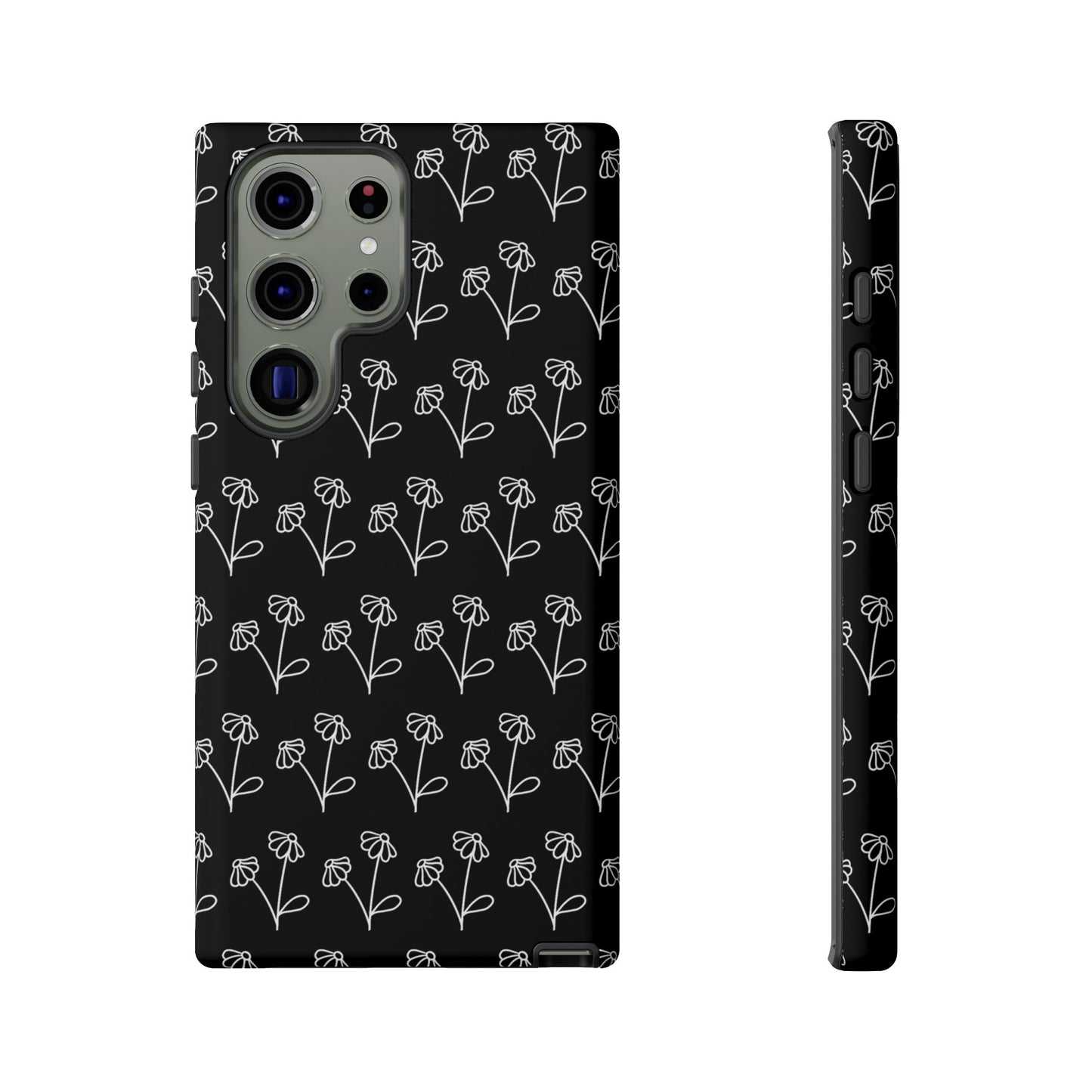 Doodle Flowers Phone Case Black