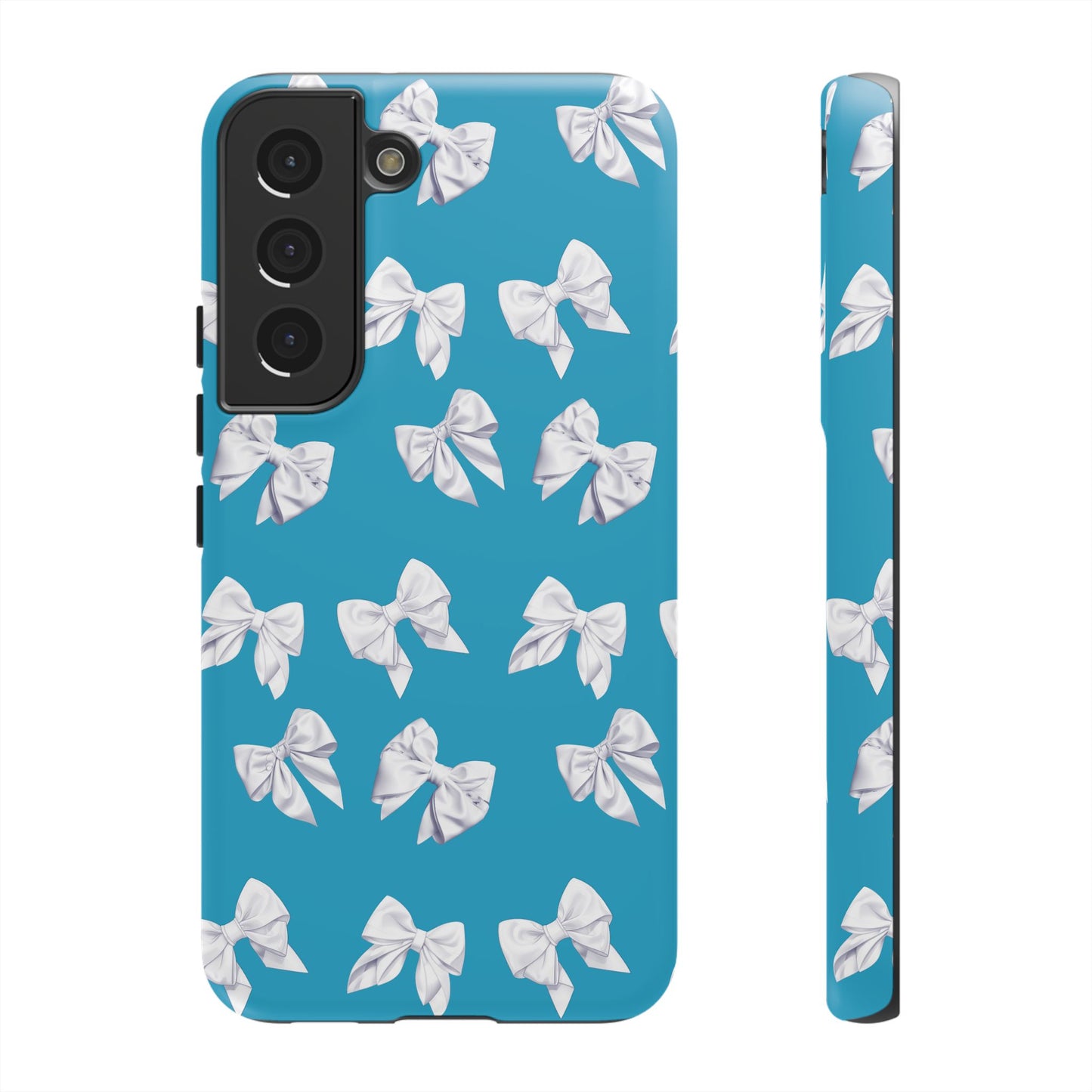 Bow Phone Case White on Turquoise