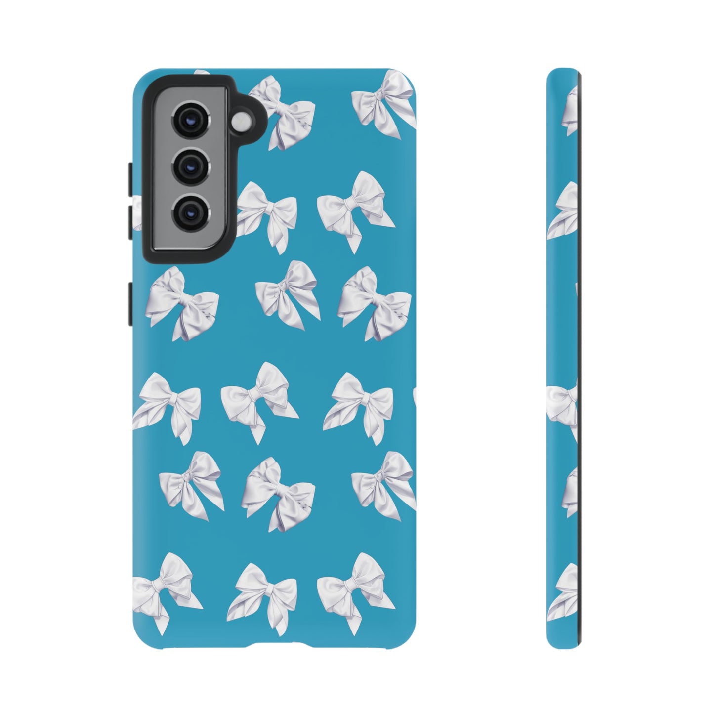 Bow Phone Case White on Turquoise