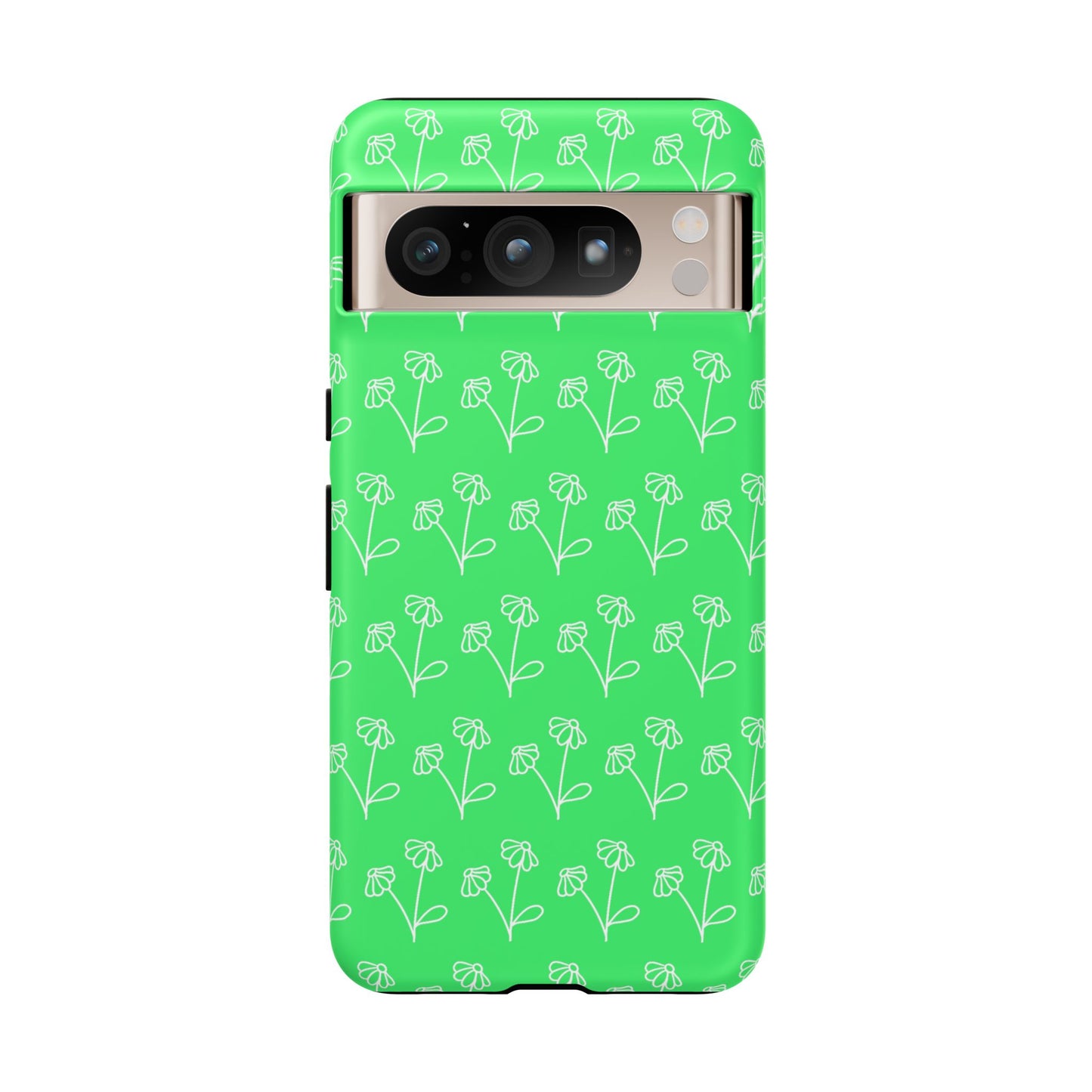 Doodle Flowers Phone Case Bright Green