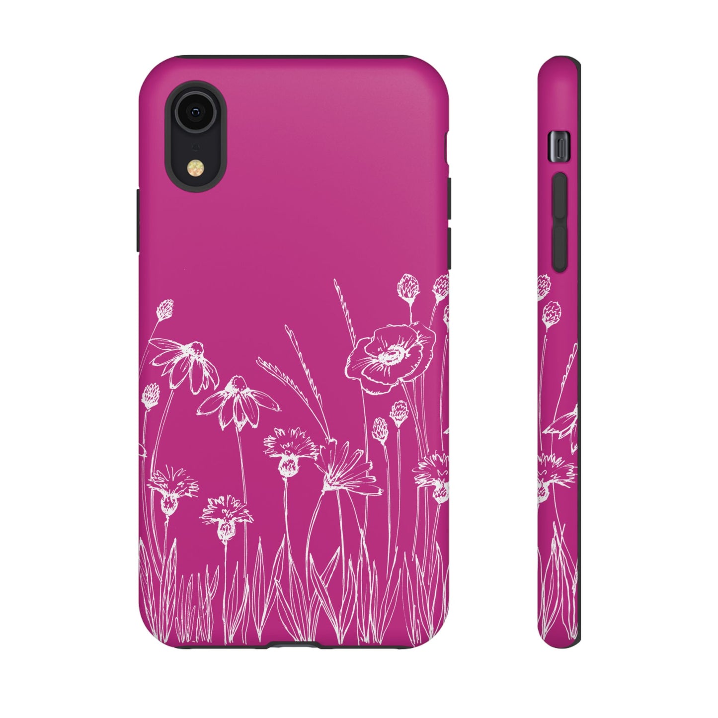 Doodle Flower Phone Case Hot Pink